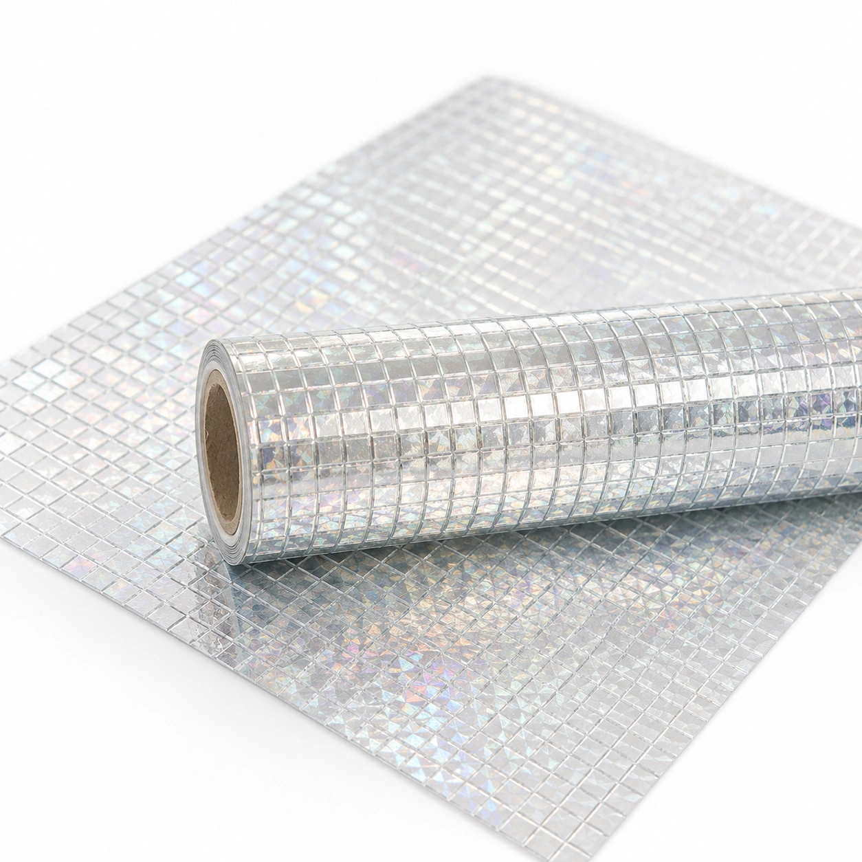 Lamina adhesiva efecto mosaico plateado en rollo-AlveraLiving