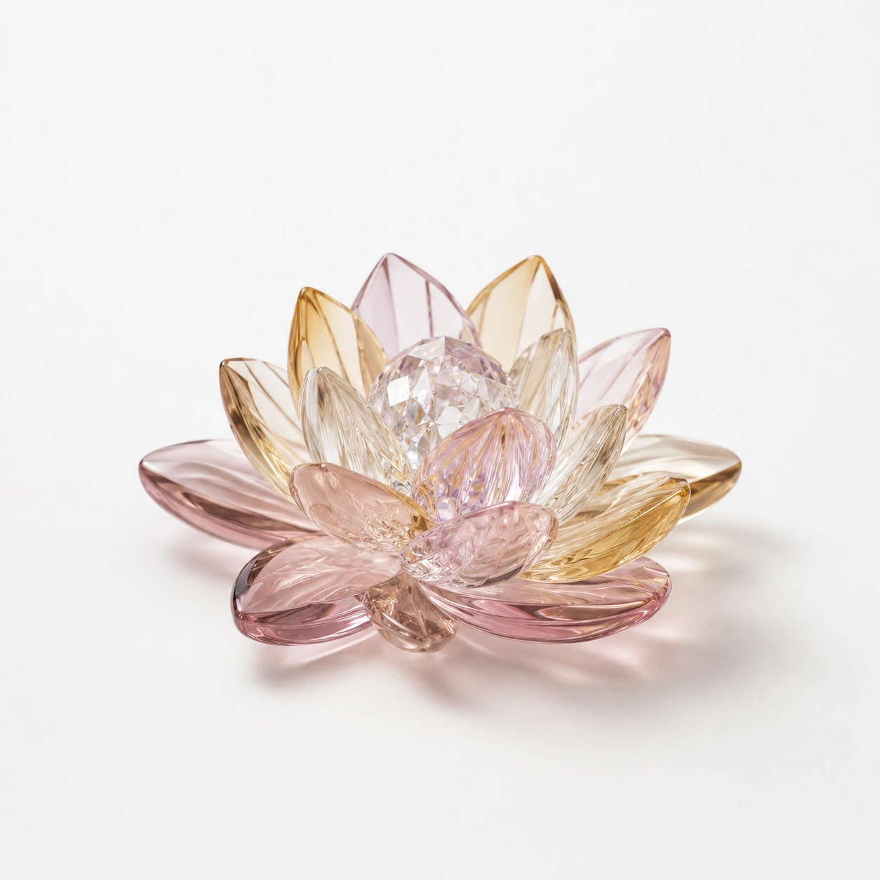 Flor de loto decorativa de cristal tonos rosa y dorado-AlveraLiving