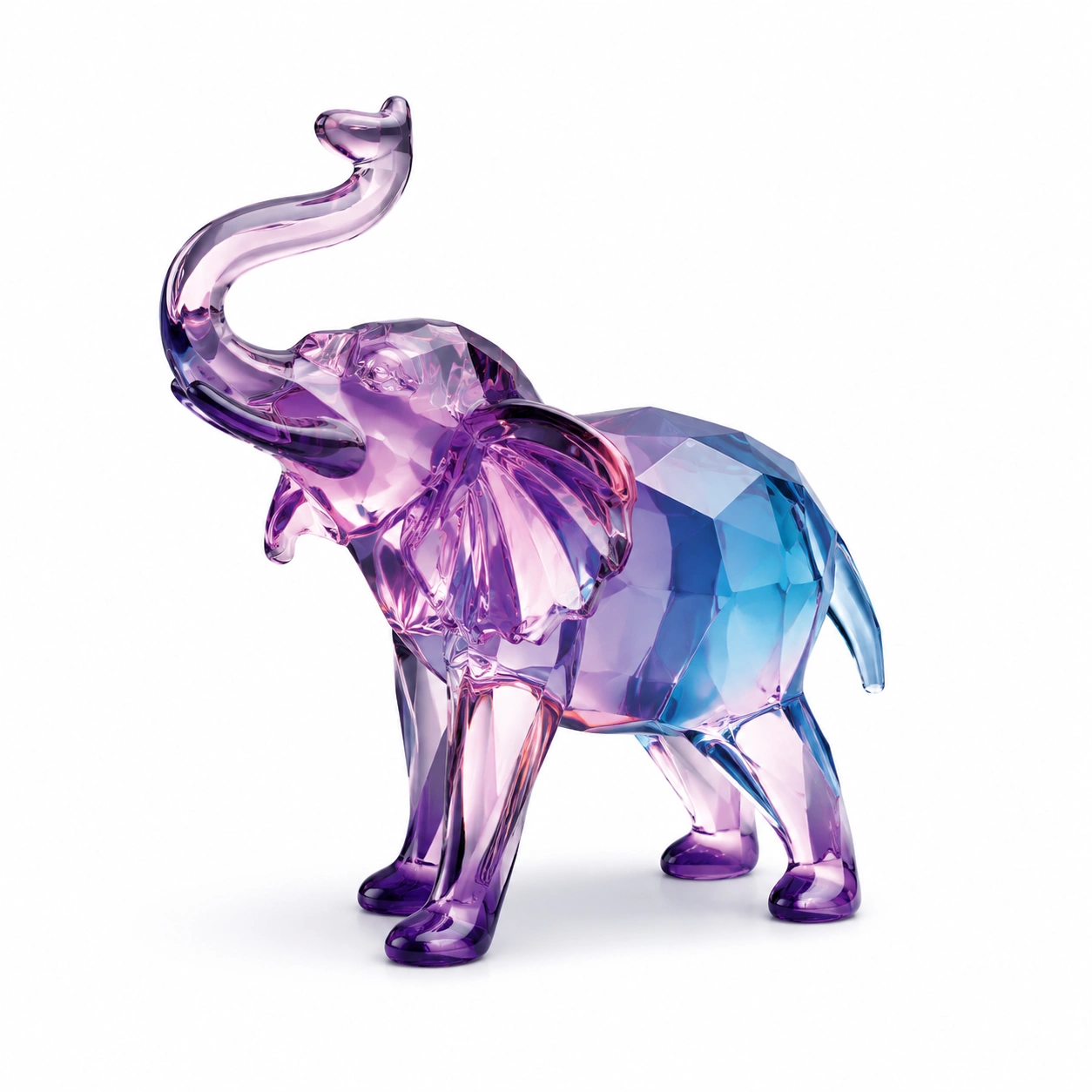 Figura decorativa elefante cristal morado y azul-AlveraLiving
