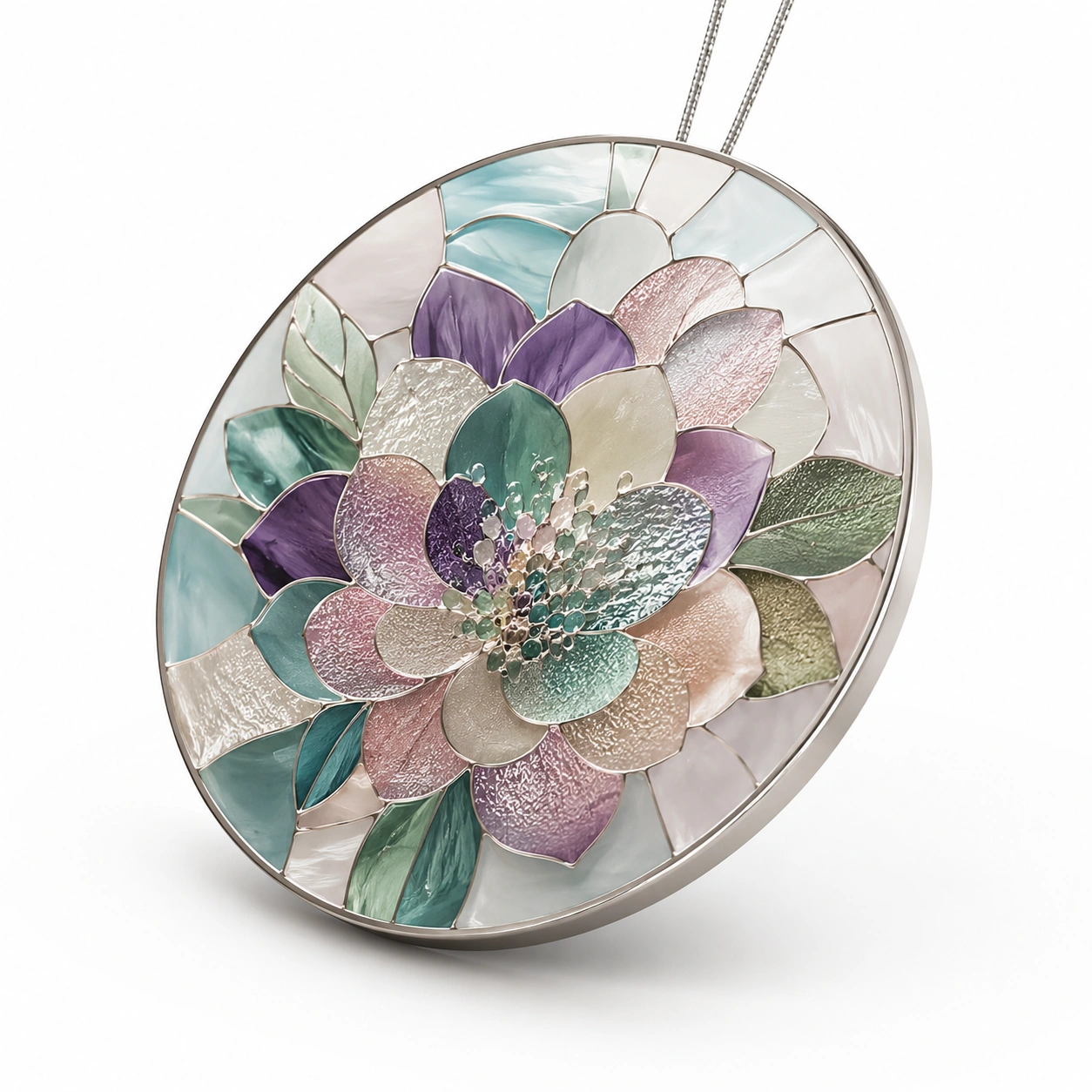 Colgante decorativo floral estilo vitral-AlveraLiving