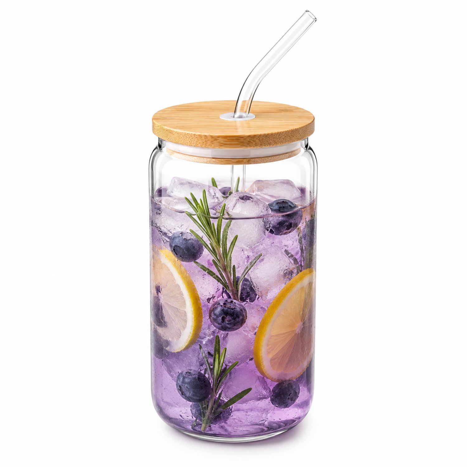Bicchiere con Canuccia e Coperchio in Bambù 500ml Trasparente
