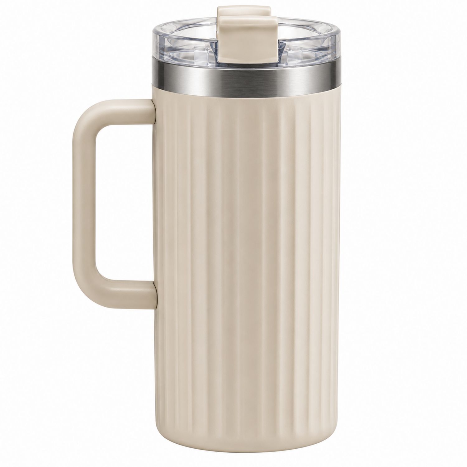 Mug Termico con Coperchio Trasparente Beige 450ml