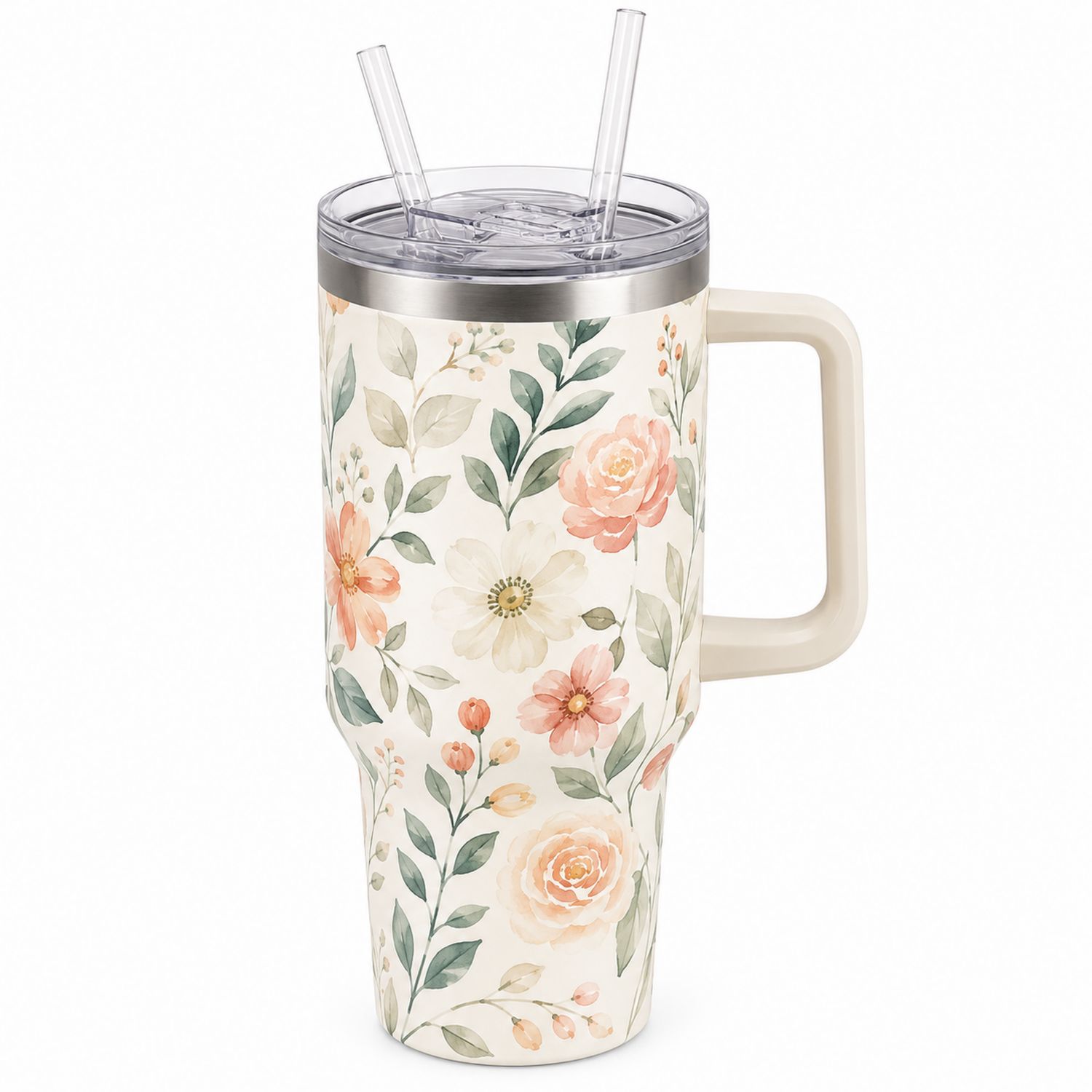 Tazza Termica con Manico 1000ml Motivo Floreale