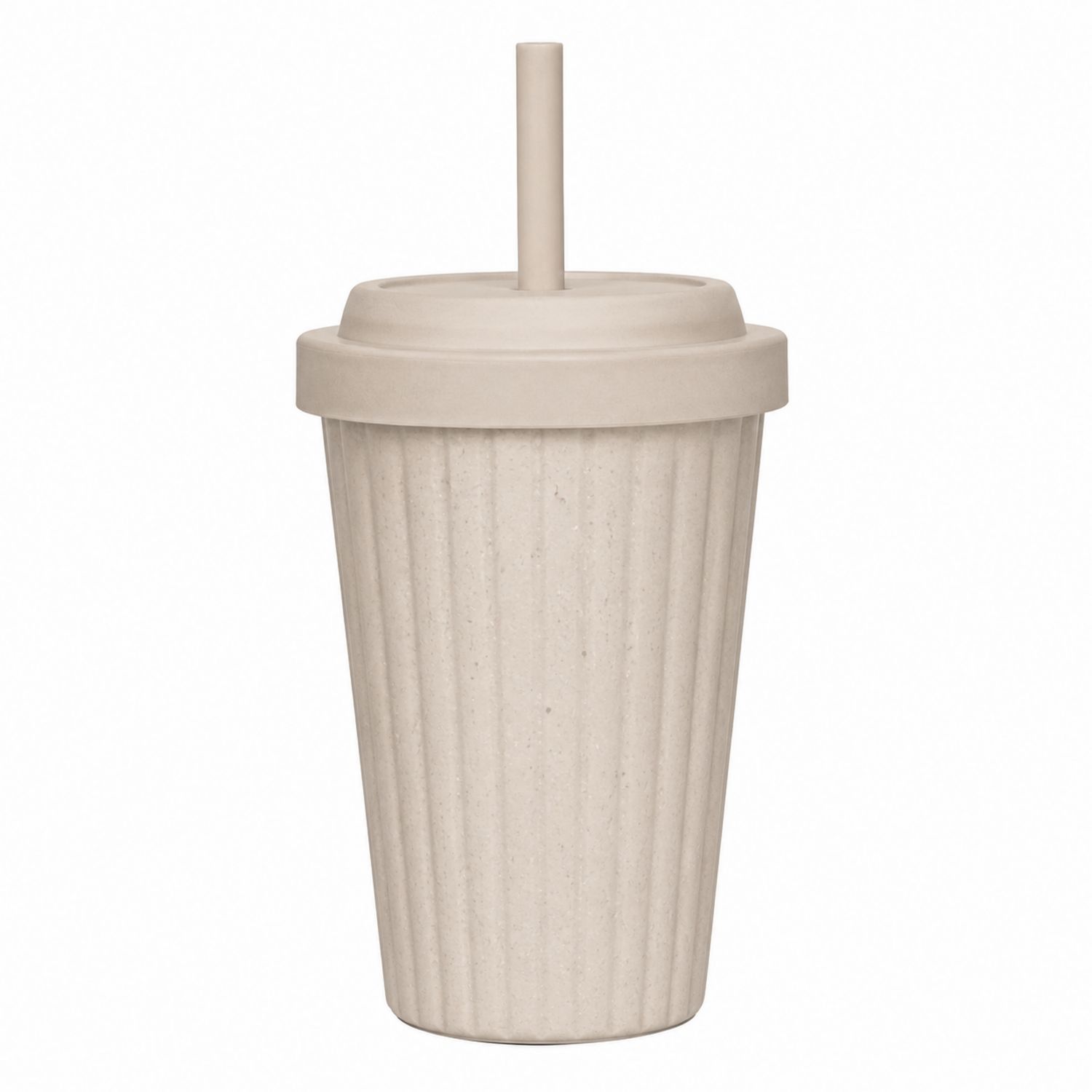 Bicchiere Riutilizzabile con Cannuccia Beige 400ml
