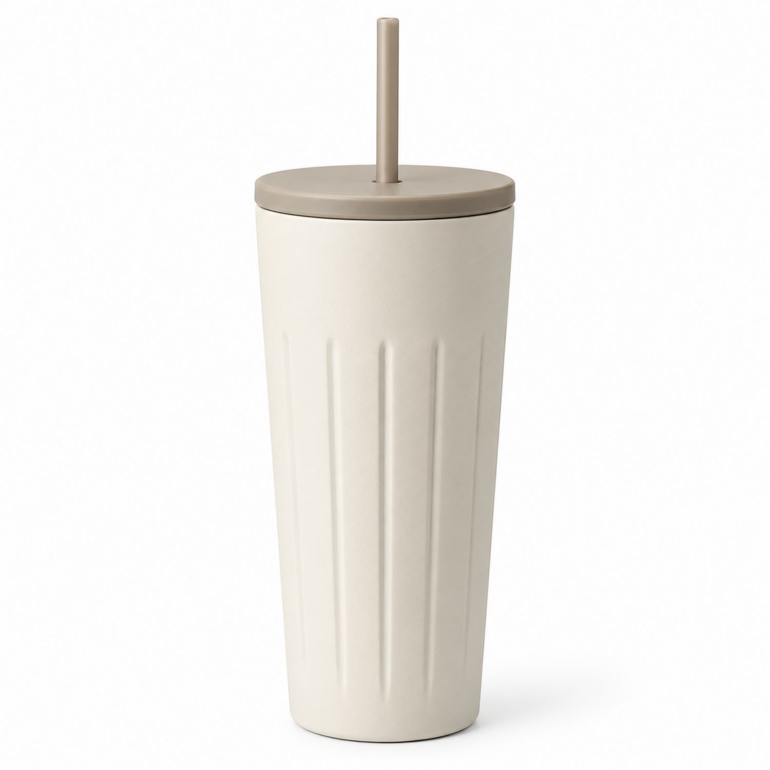 Bicchiere con Cannuccia Beige 500ml