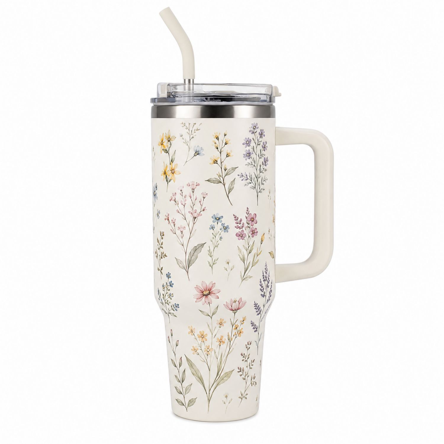 Tazza Termica Decorata con Fiori 900ml