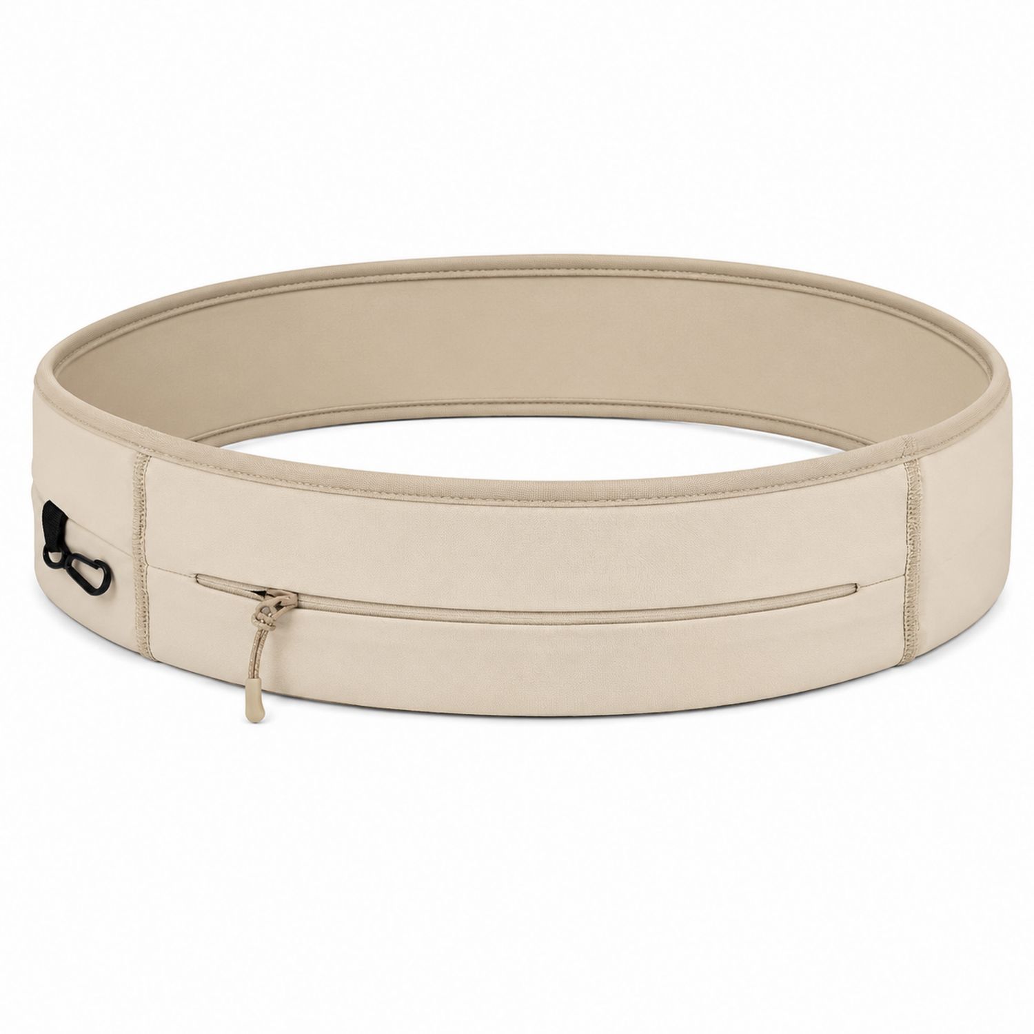 Cinturón Deportivo Beige con Bolsillos y Cremallera