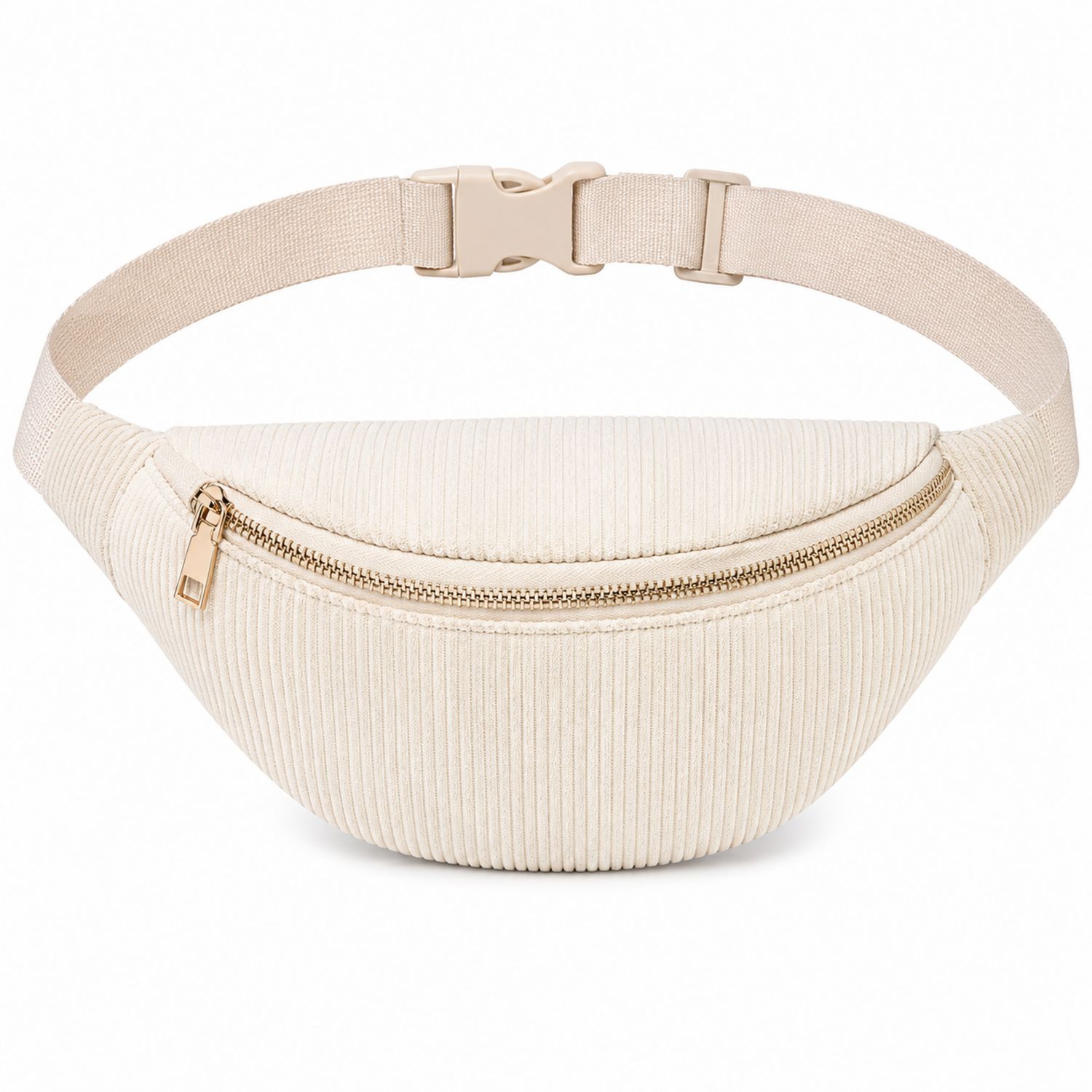Riñonera de pana beige con cremallera