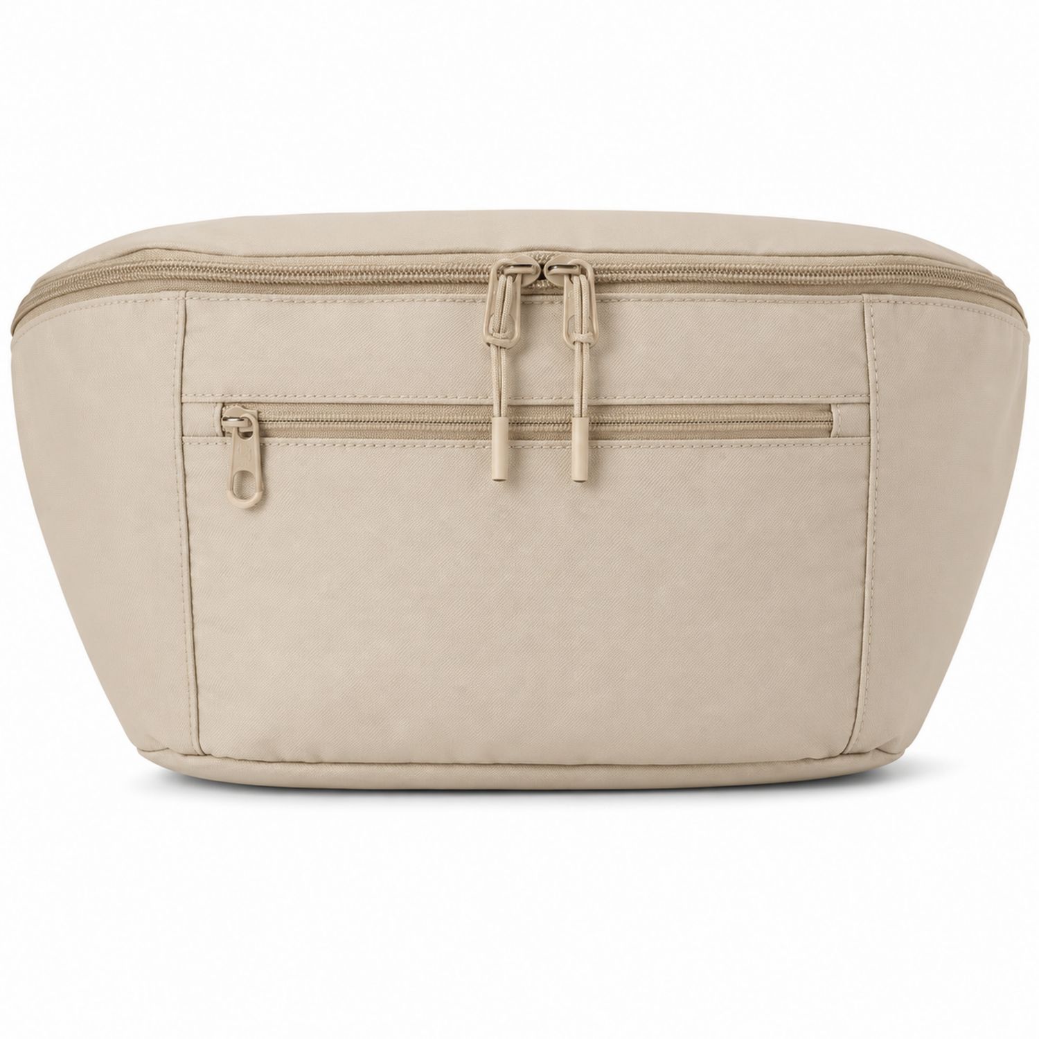 Riñonera Grande Beige con Cremalleras Múltiples