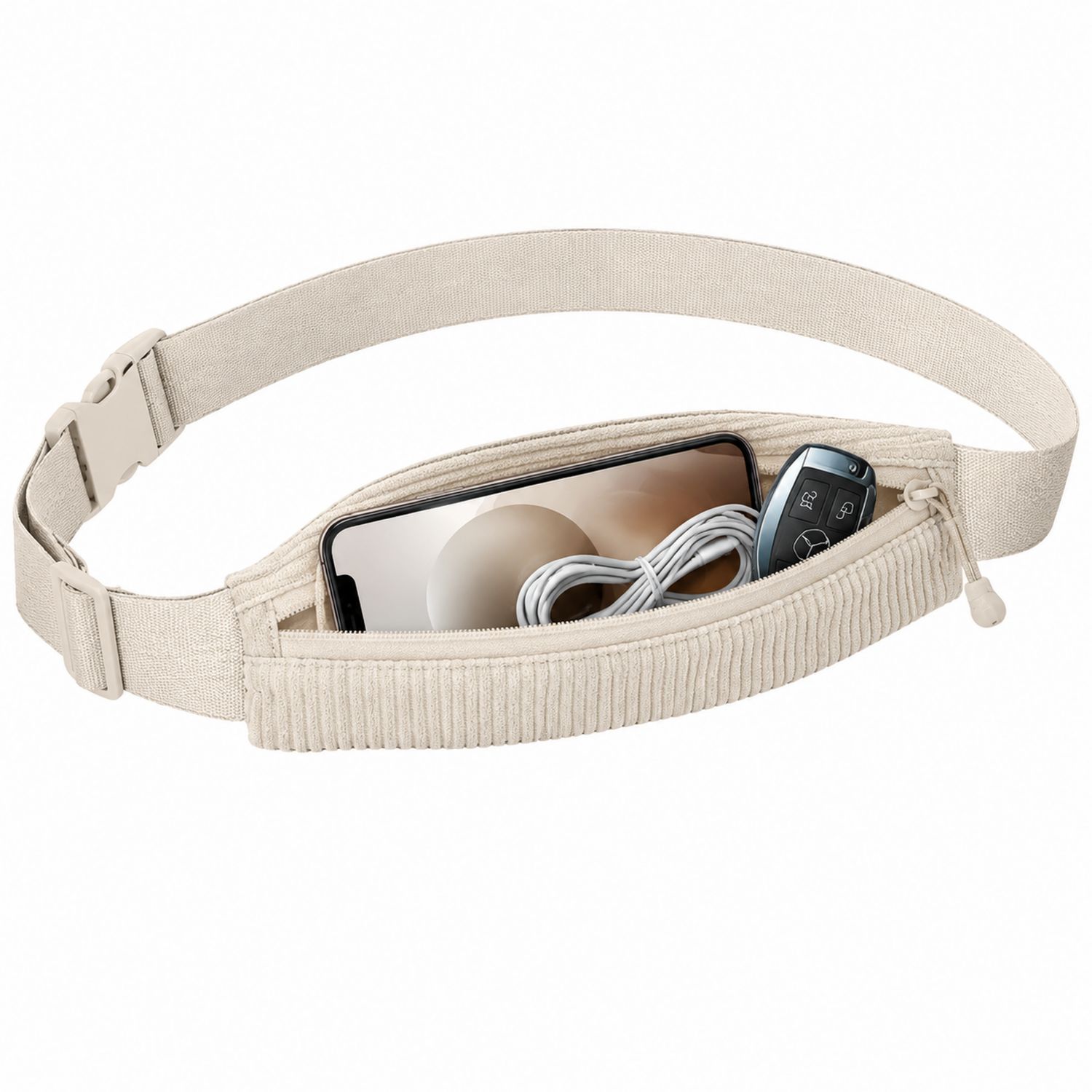 Riñonera Beige con Cremallera y Gran Capacidad Ajustable