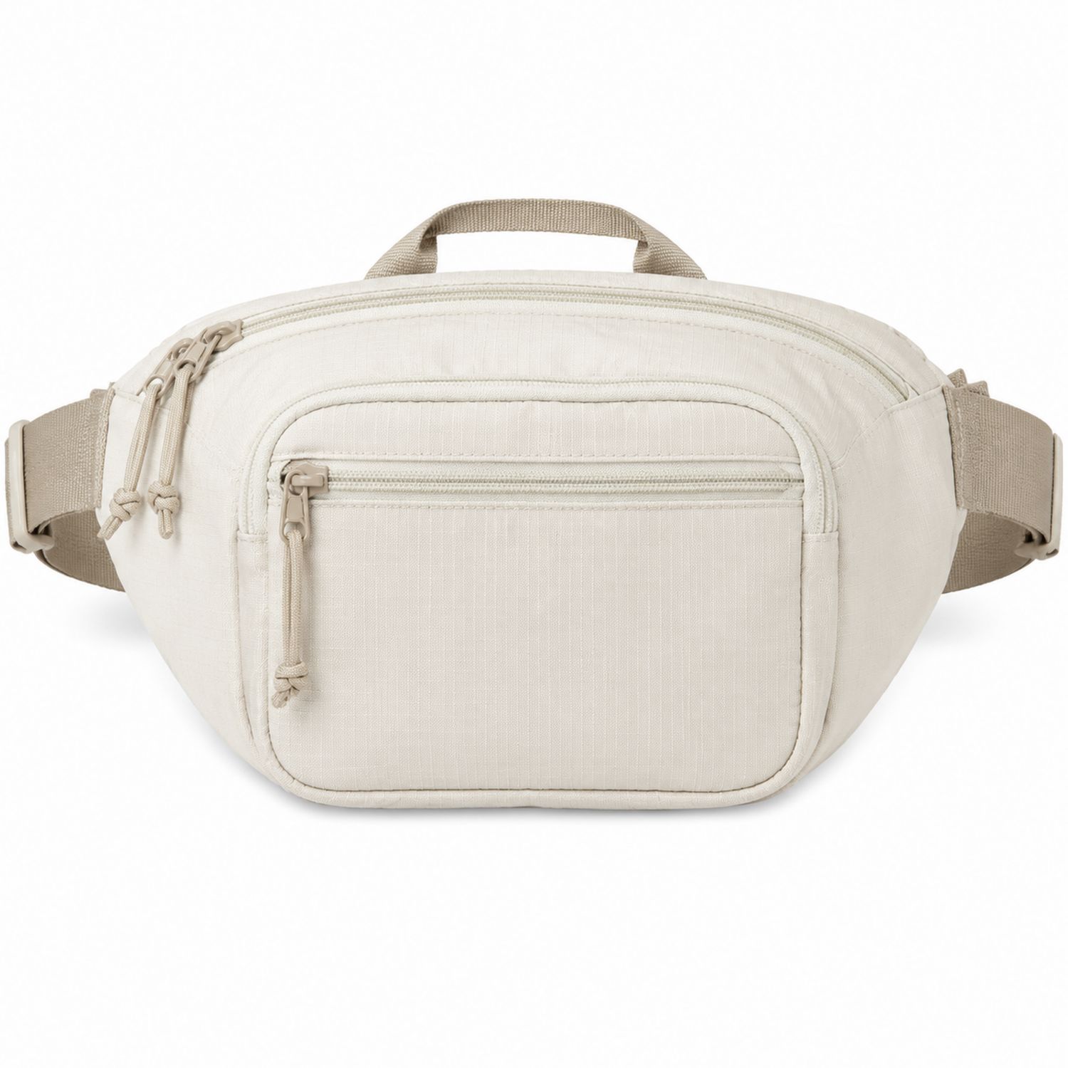 Riñonera Beige con Cremalleras Múltiples Unisex 5L