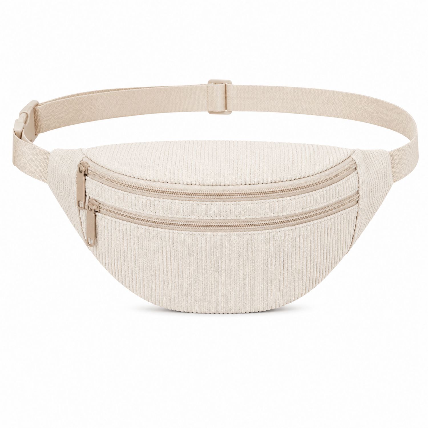 Riñonera Beige de Pana con Cremallera