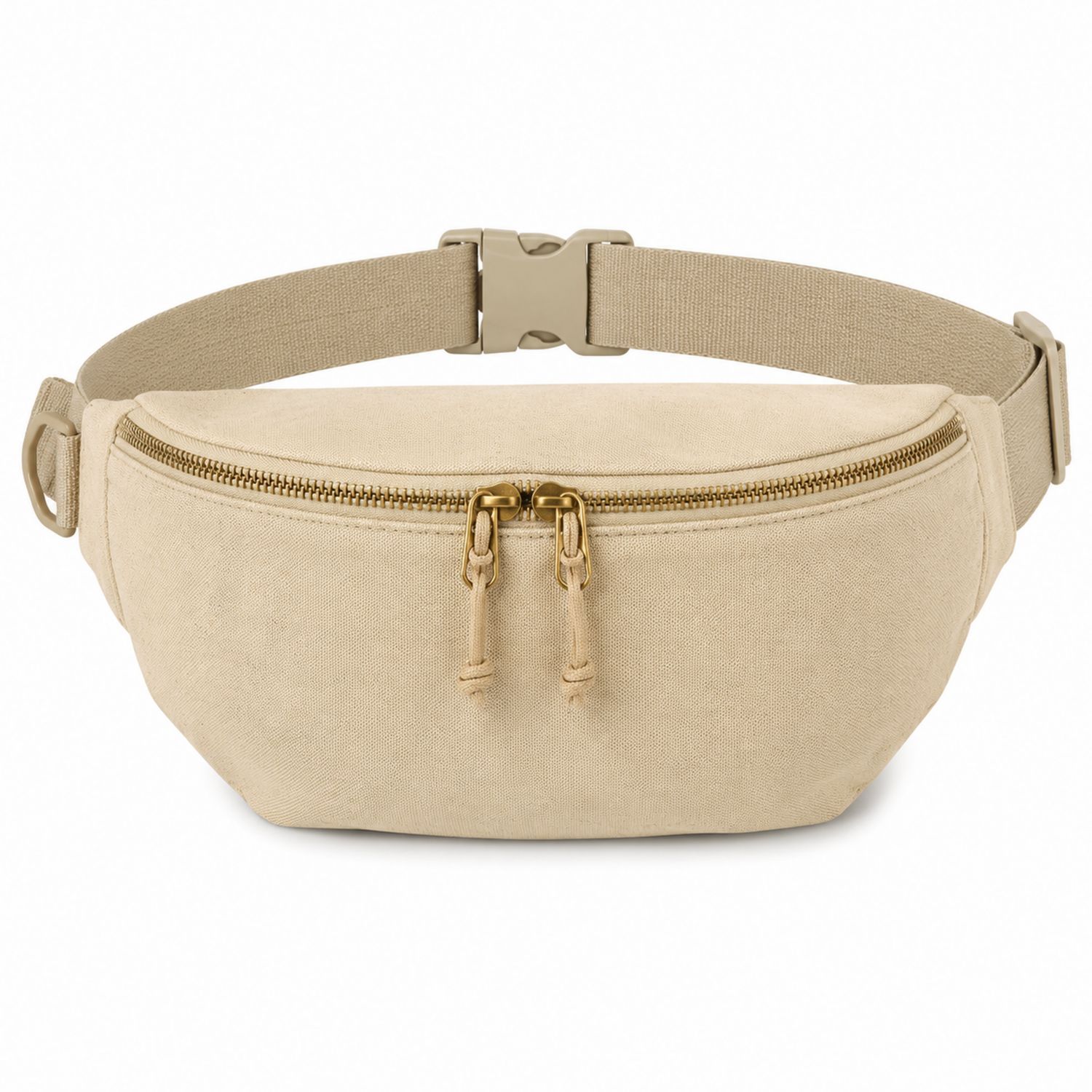 Riñonera Beige Unisex con Correa Ajustable y Cremallera