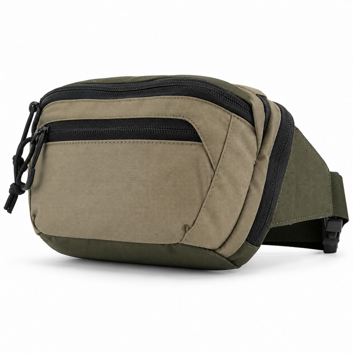 Riñonera Verde Oliva con Bolsillo Frontal y Cremallera