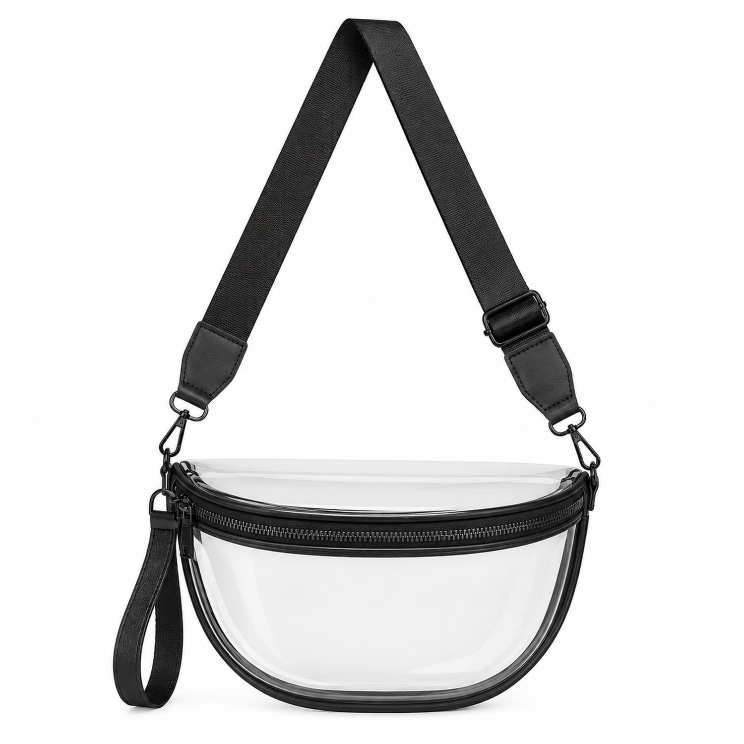 Riñonera Transparente con Correa Negra Ajustable