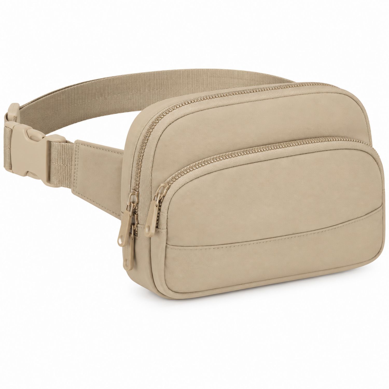 Riñonera Beige con Doble Cremallera Unisex 2L