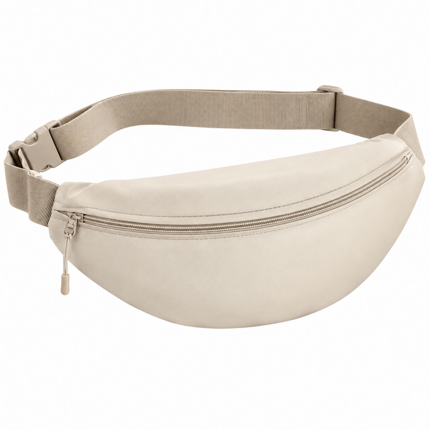 Riñonera Beige con Cremallera y Correa Ajustable para Uso Diario