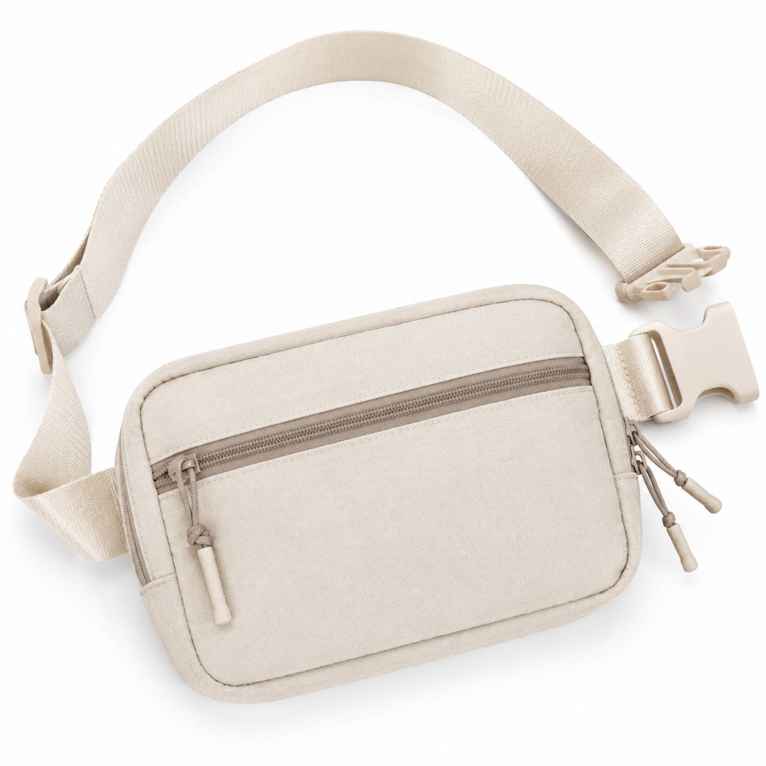 Riñonera de Tela Beige con Correa Ajustable y Cremallera