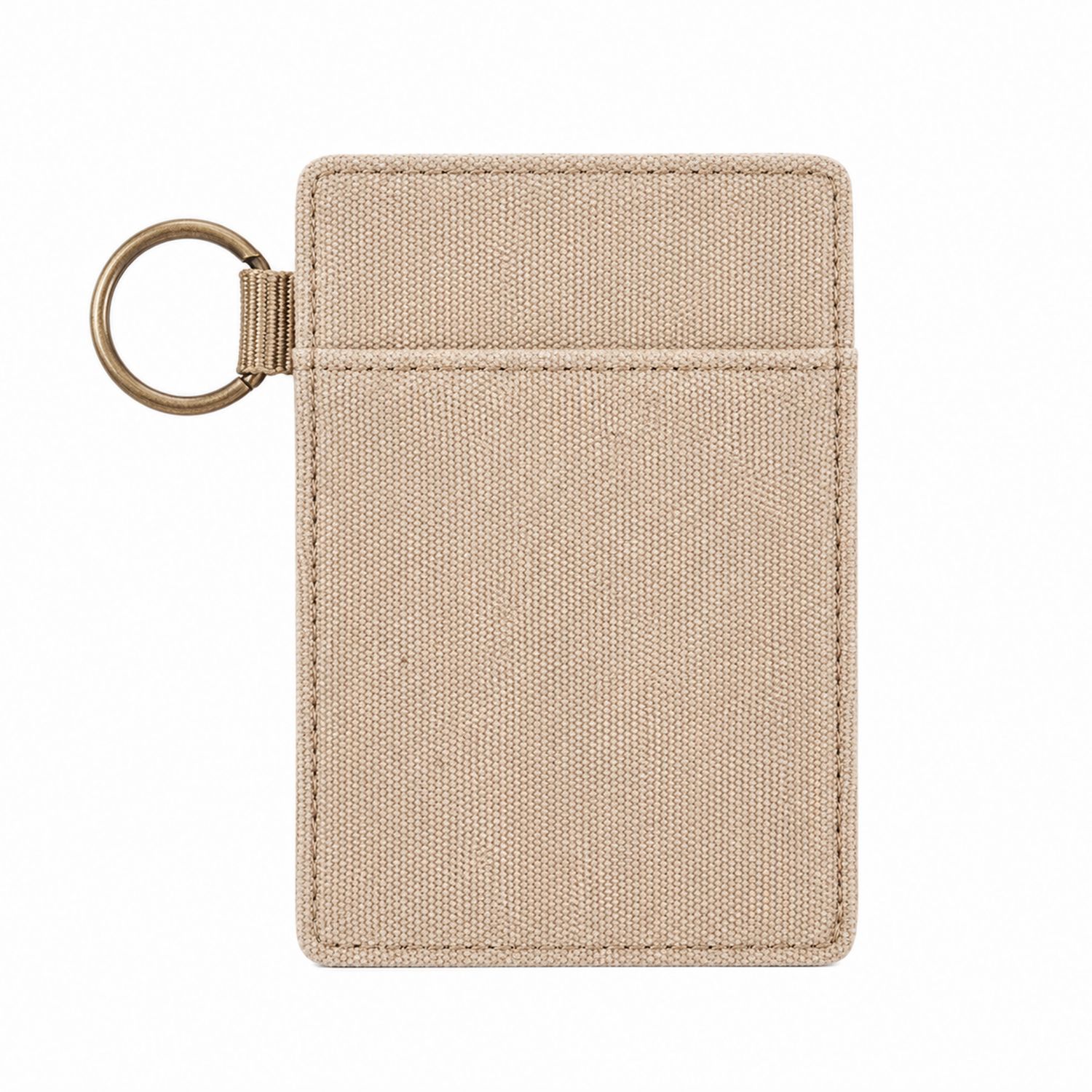 Tarjetero Compacto Beige con Anillo