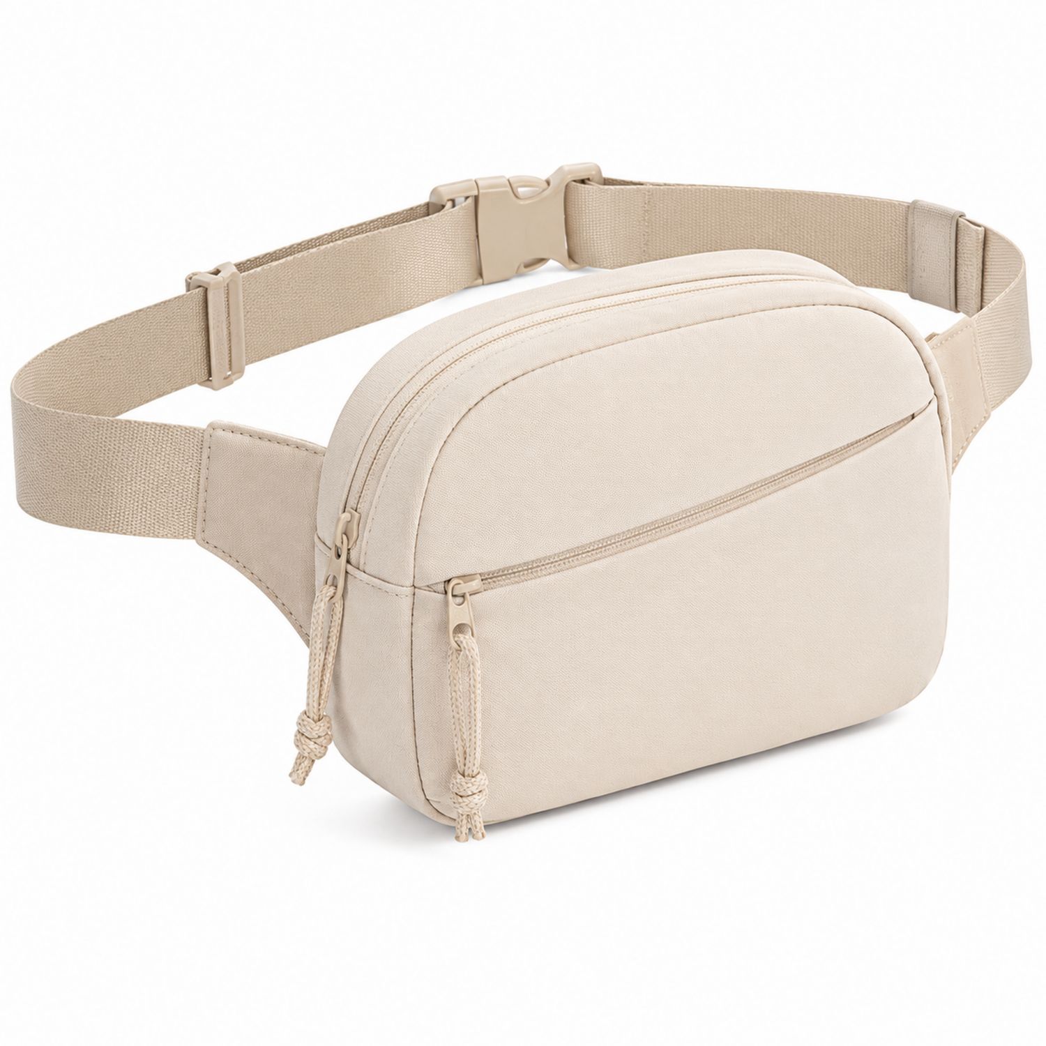 Riñonera Beige Ajustable con Cremallera y Compartimento Principal