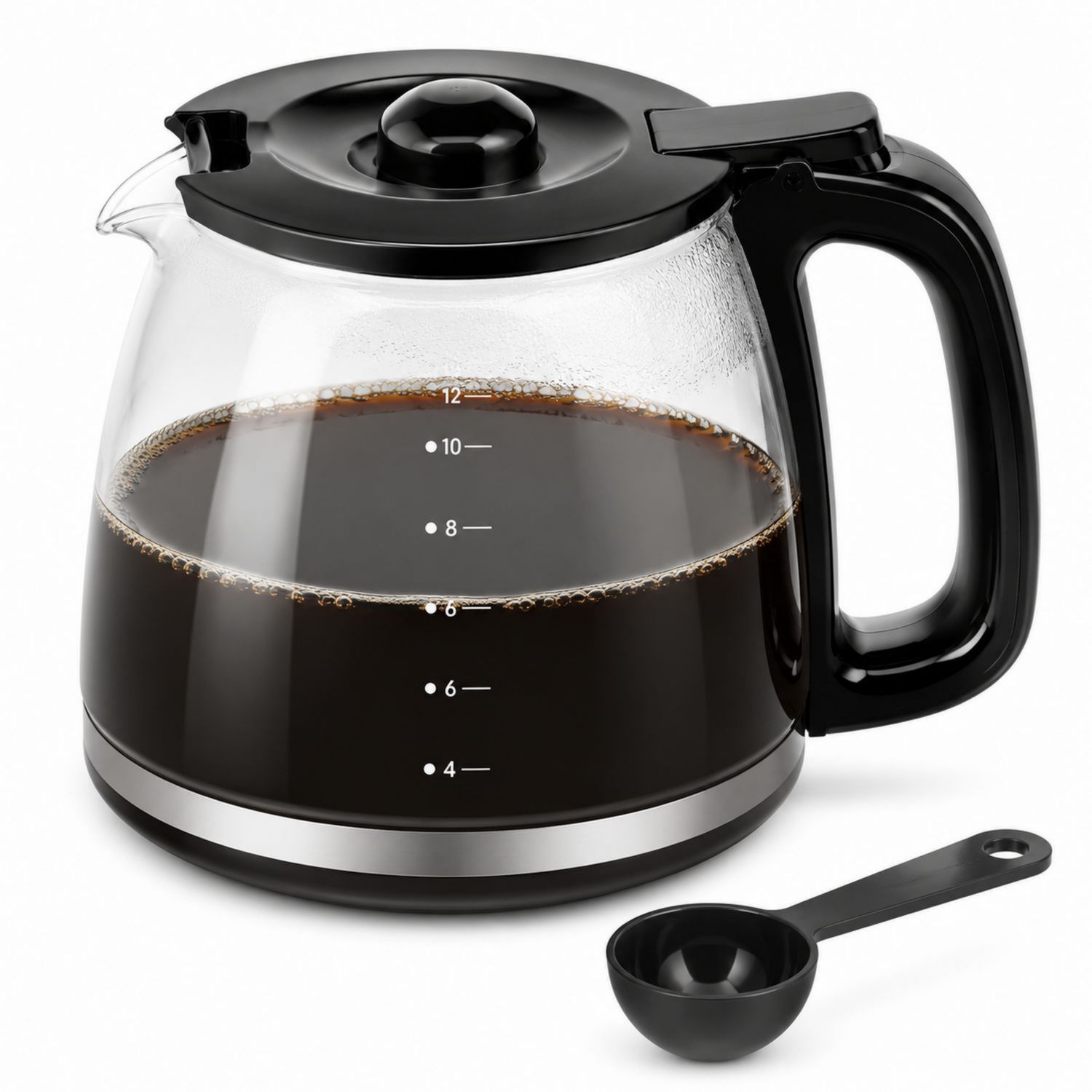 Caraffa in Vetro per Caffè 12 Tazze con Manico Nero