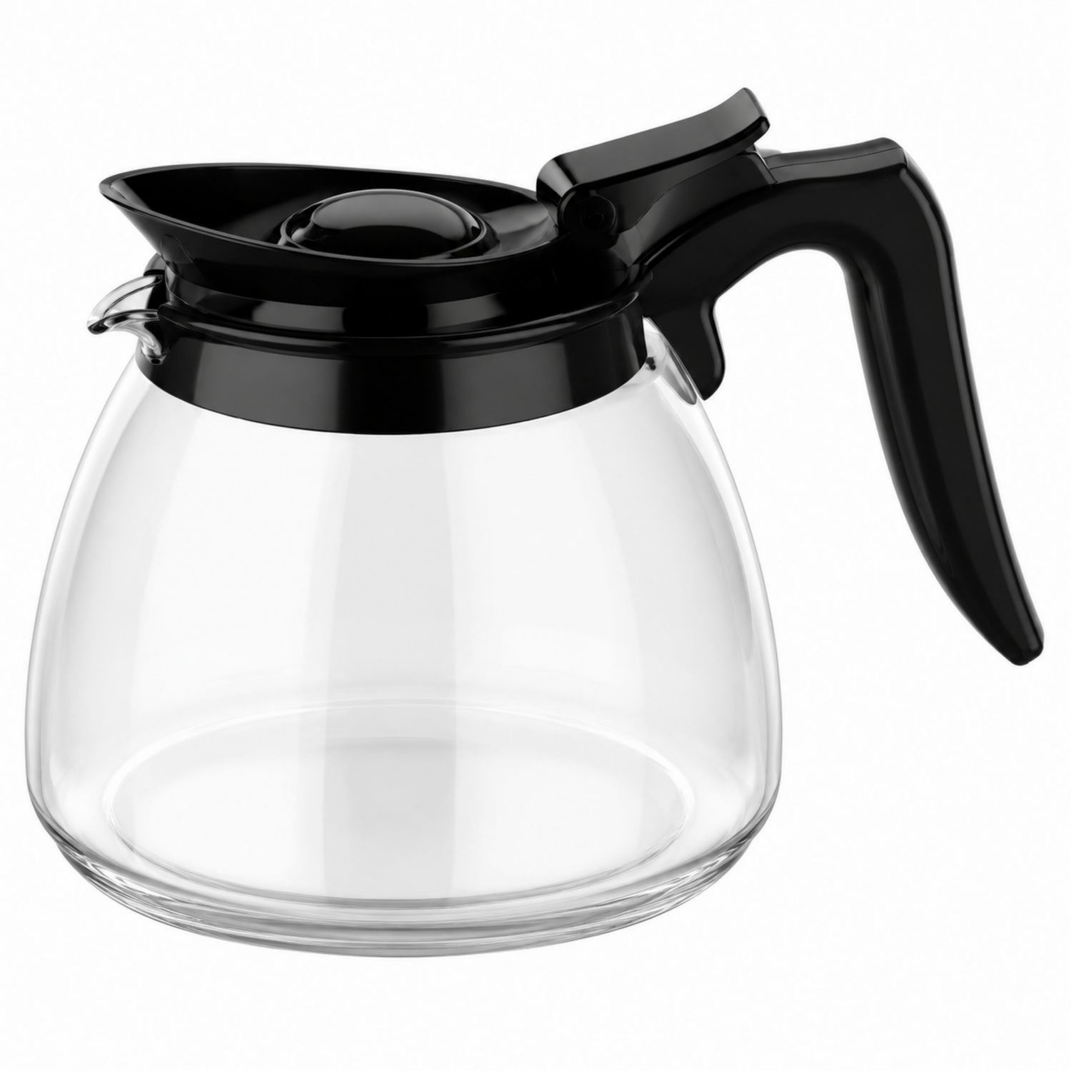 Caraffa di Vetro per Caffè 1L Nero con Beccuccio Anti-Goccia