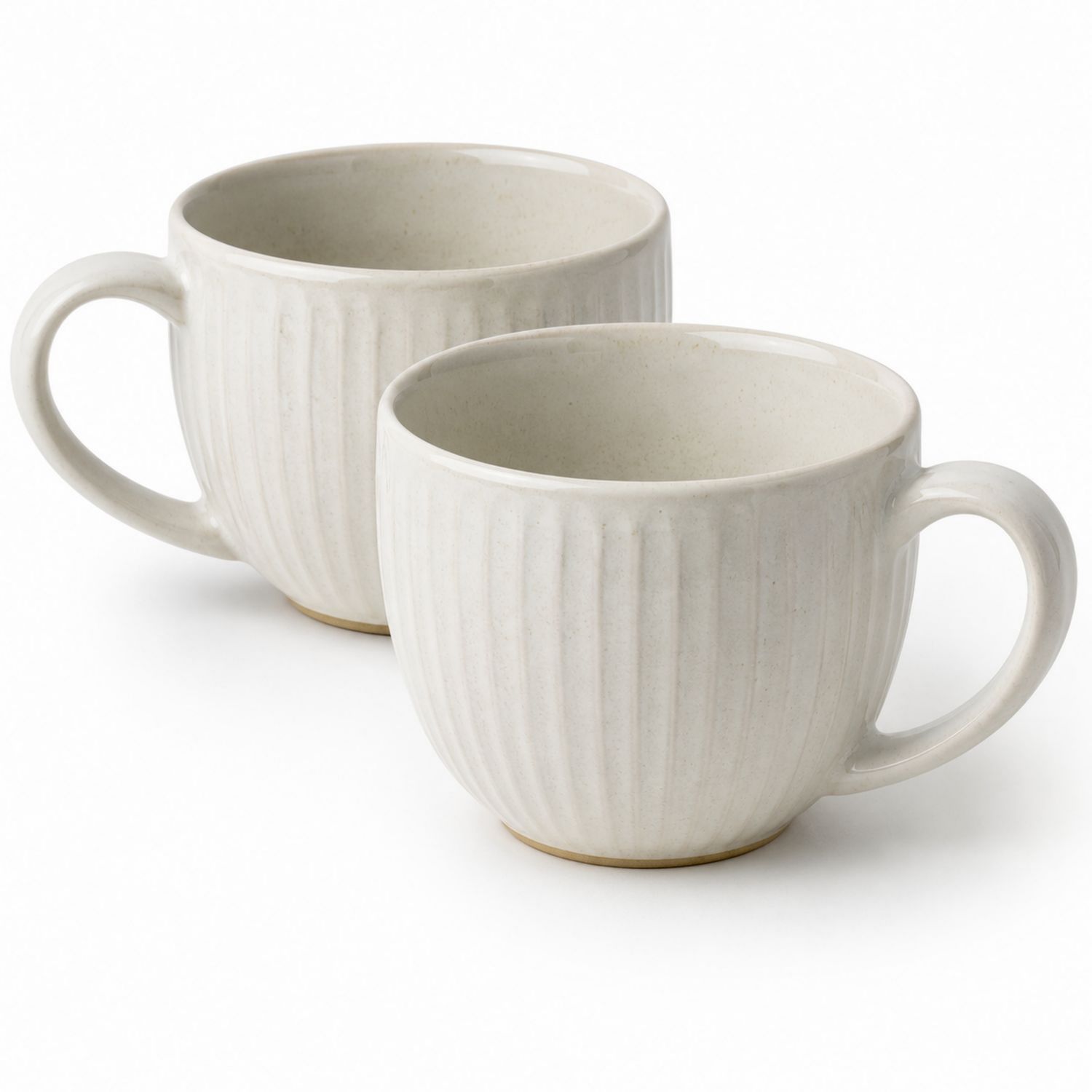 Set di Tazze in Ceramica Bianche con Design Striato 2 Pezzi