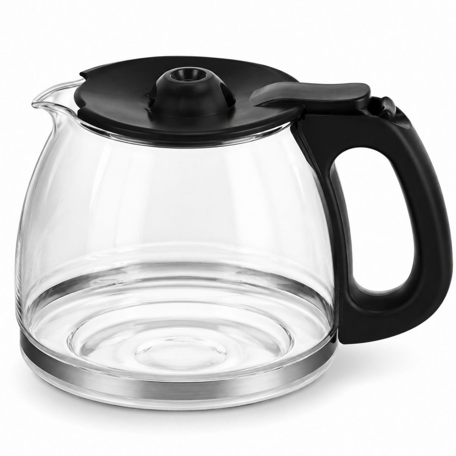 Caraffa in Vetro Trasparente con Coperchio Nero per Caffè e Tè, 1000ml