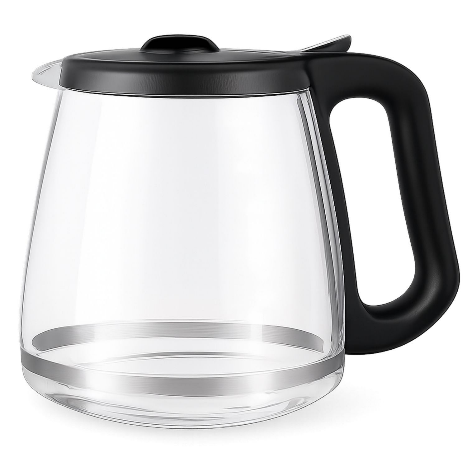 Caraffa in vetro trasparente con manico nero ergonomico, 1200ml