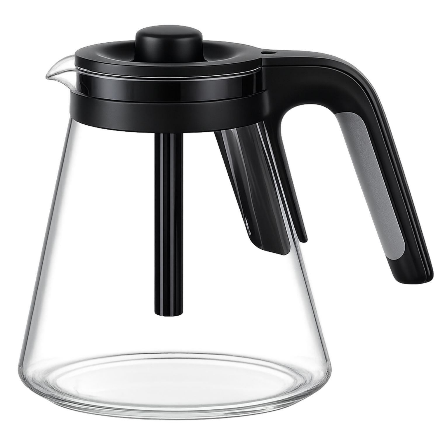 Caraffa in Vetro per Tè e Caffè con Manico Ergonomico, 1000ml, Nero
