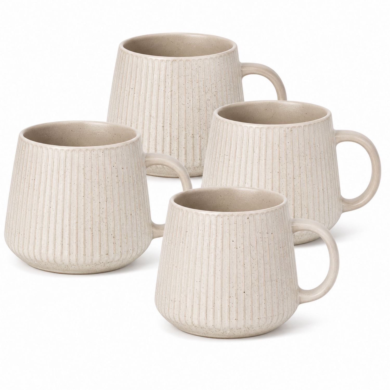 Set di 4 Tazze in Ceramica Crema da 350ml