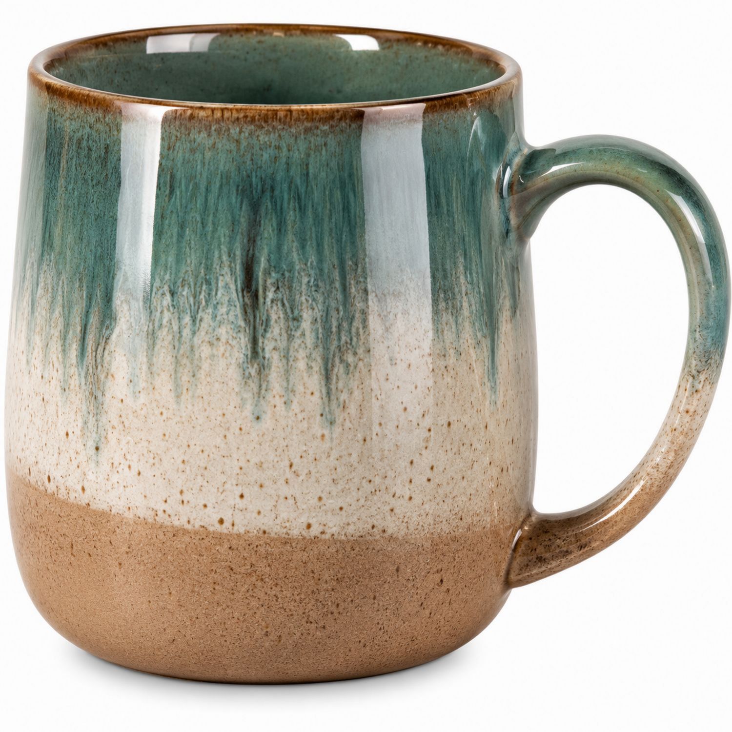 Tazza in ceramica artistica verde e marrone 350ml