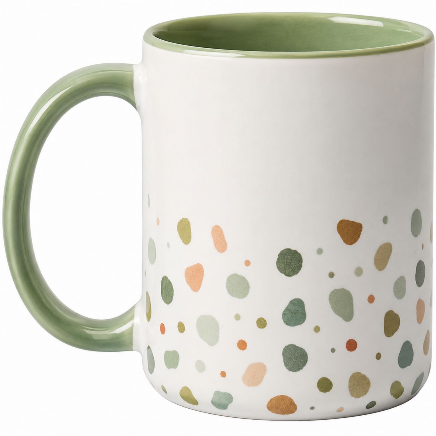 Tazza in Ceramica con Motivo a Pois Verde