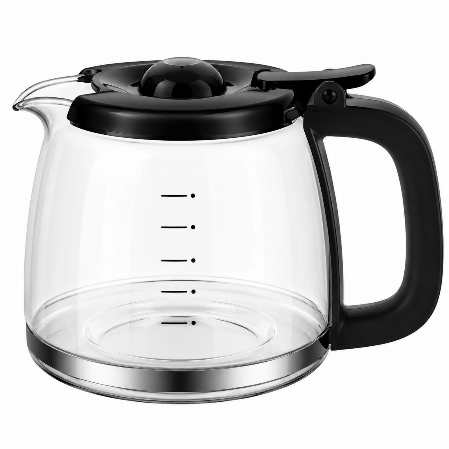 Caraffa in Vetro 1000ml con Coperchio e Manico Ergonomico Nero