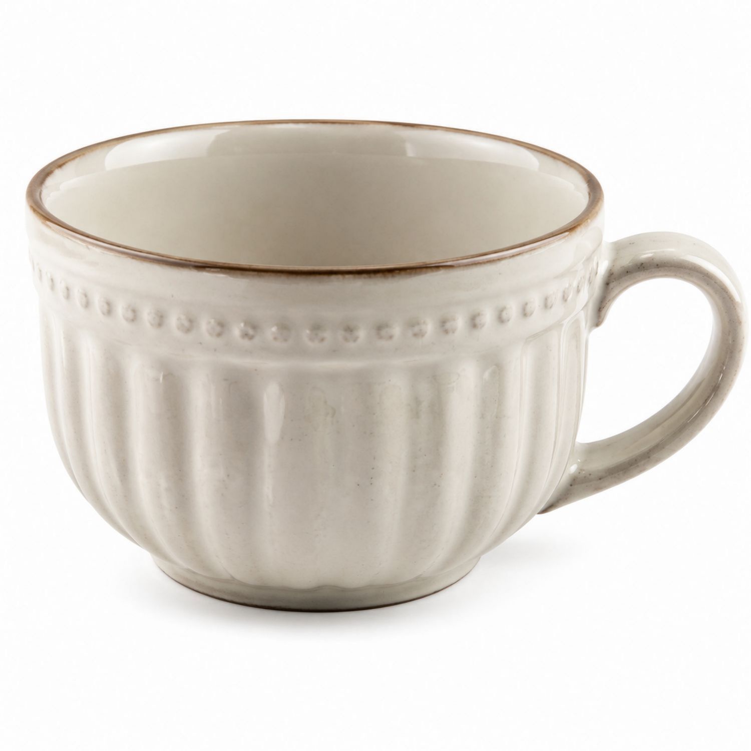 Tazza in Ceramica Bianca con Bordo Marrone 250ml