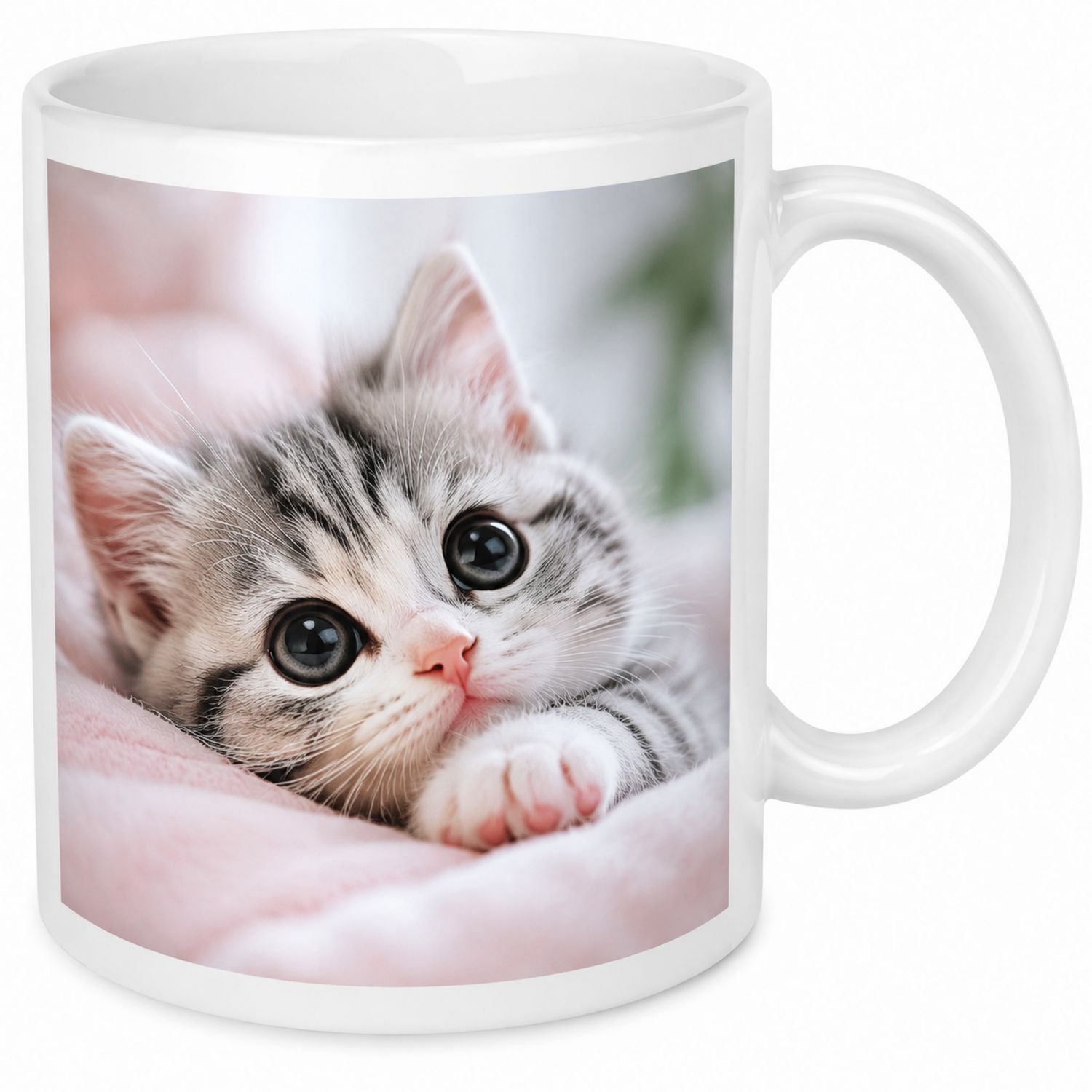 Tazza in Ceramica Bianca con Gattino 330ml