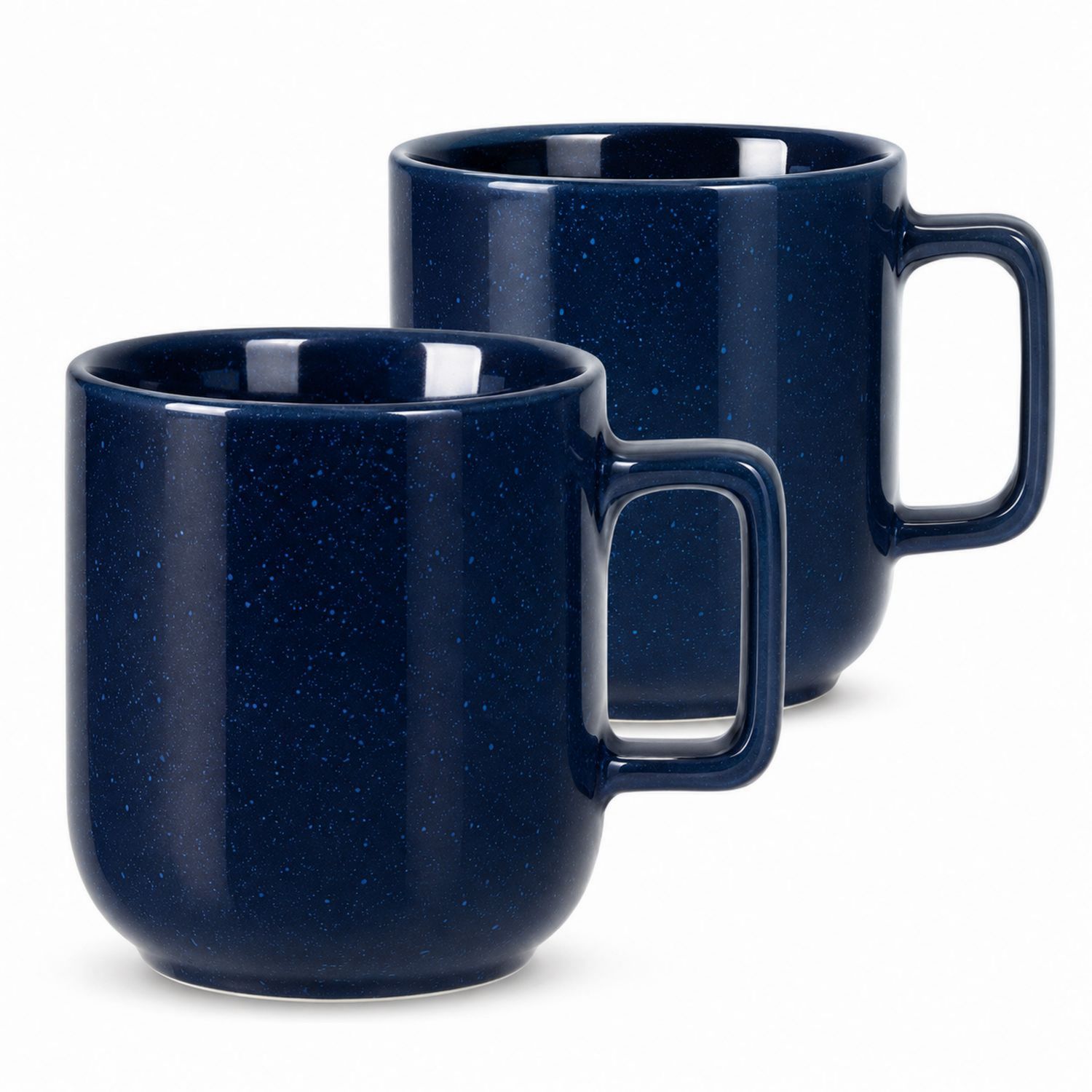 Set di Tazze in Ceramica Blu Scuro con Manico