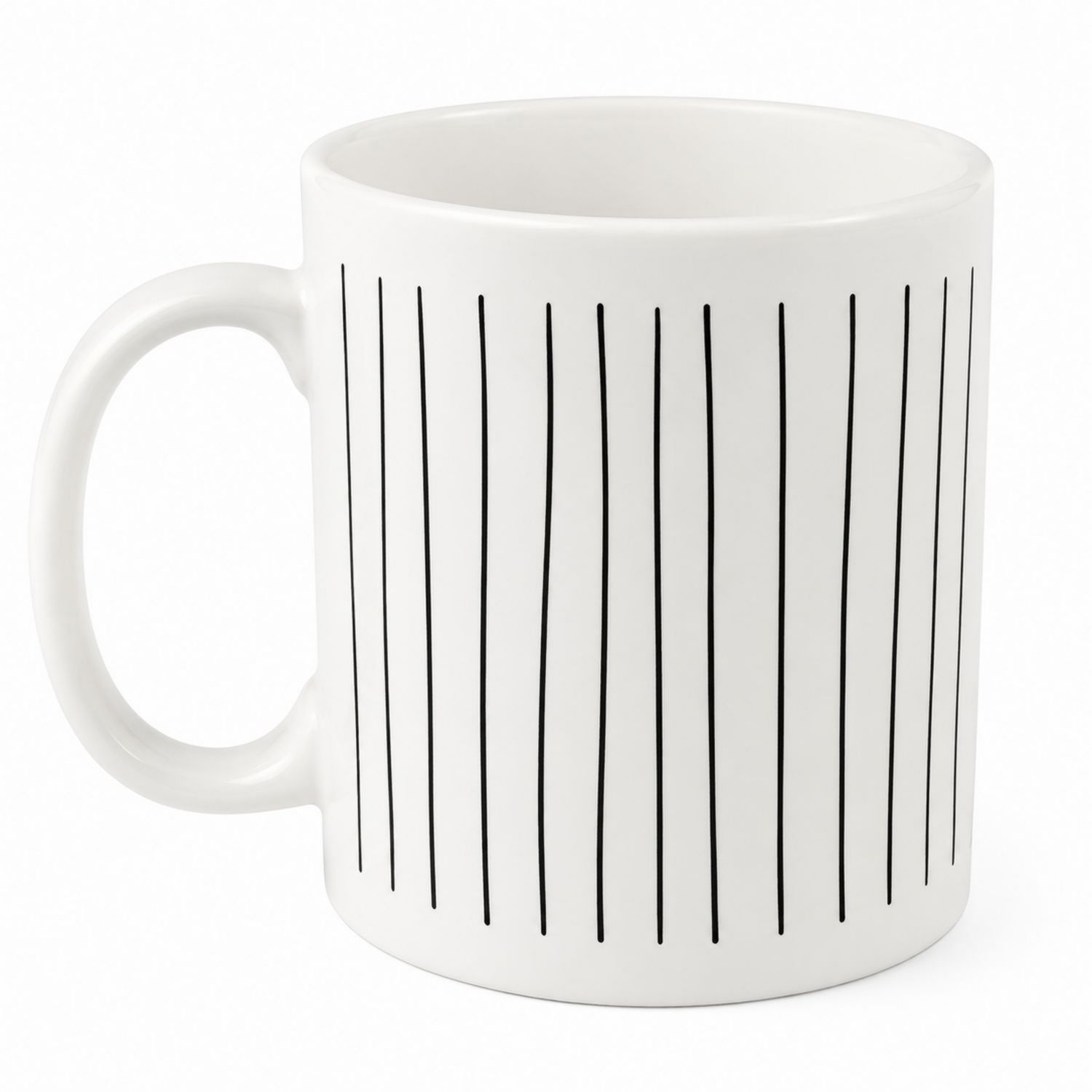 Tazza in Ceramica con Motivo a Righe Nere 350ml