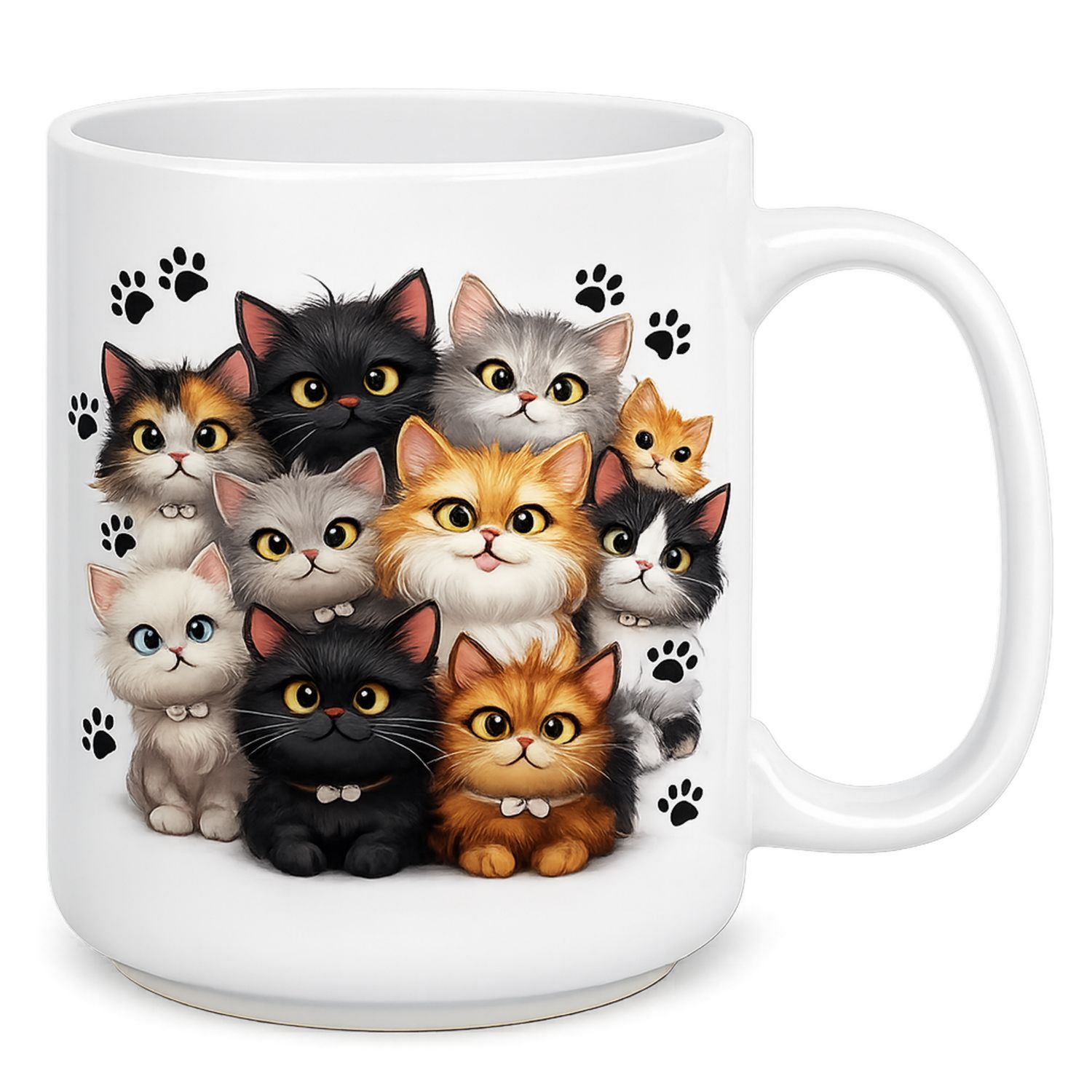 Tazza in Ceramica Bianca con Design di Gattini