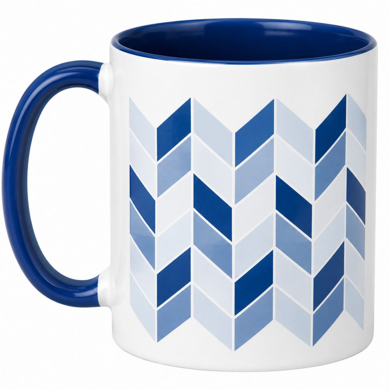 Tazza in ceramica con motivo a chevron blu e bianco