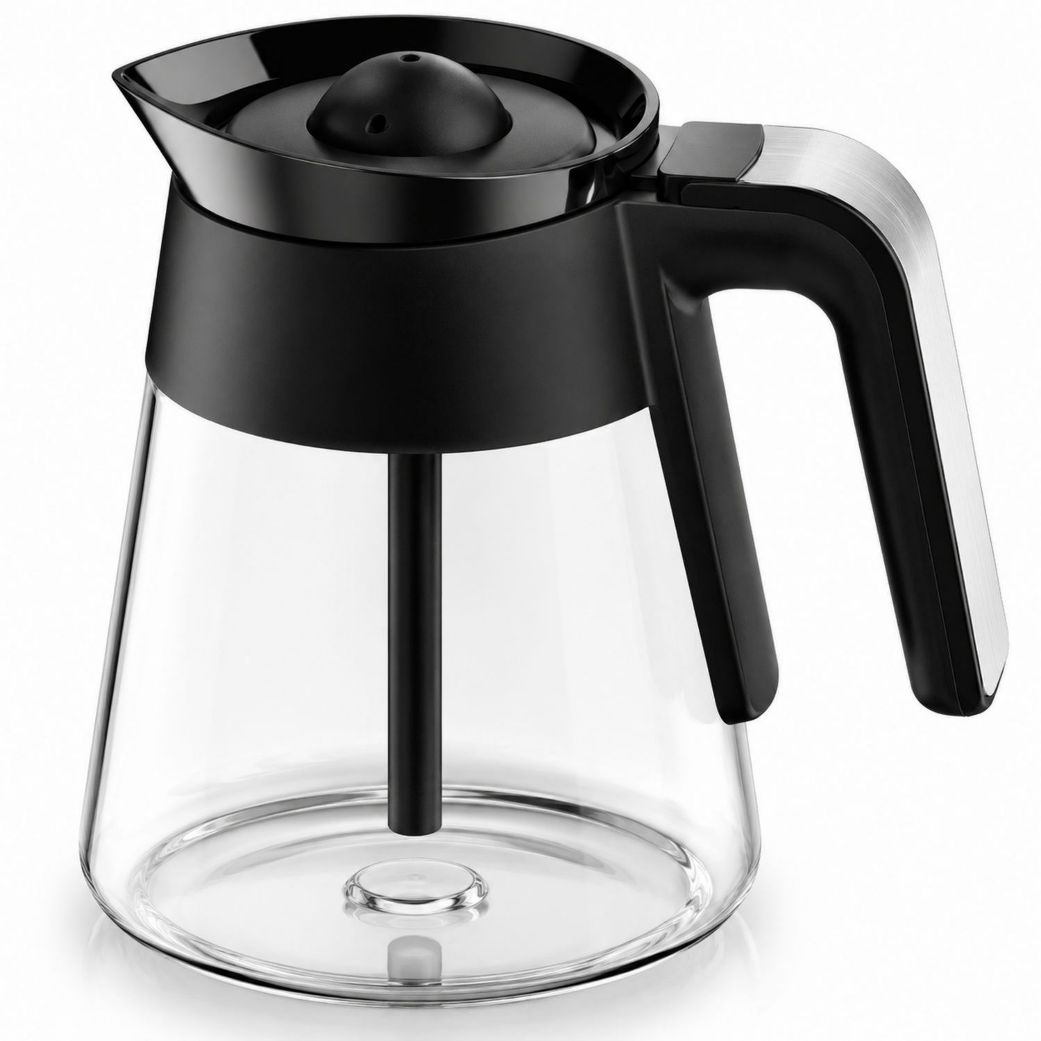 Caraffa da Caffè in Vetro con Coperchio e Manico Ergonomico, 1000ml, Nero