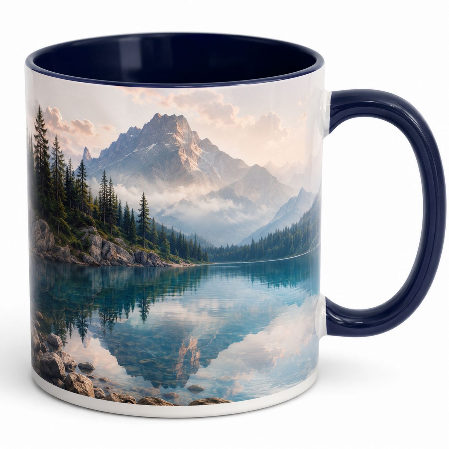 Tazza con Paesaggio Alpino 350ml Blu e Bianco