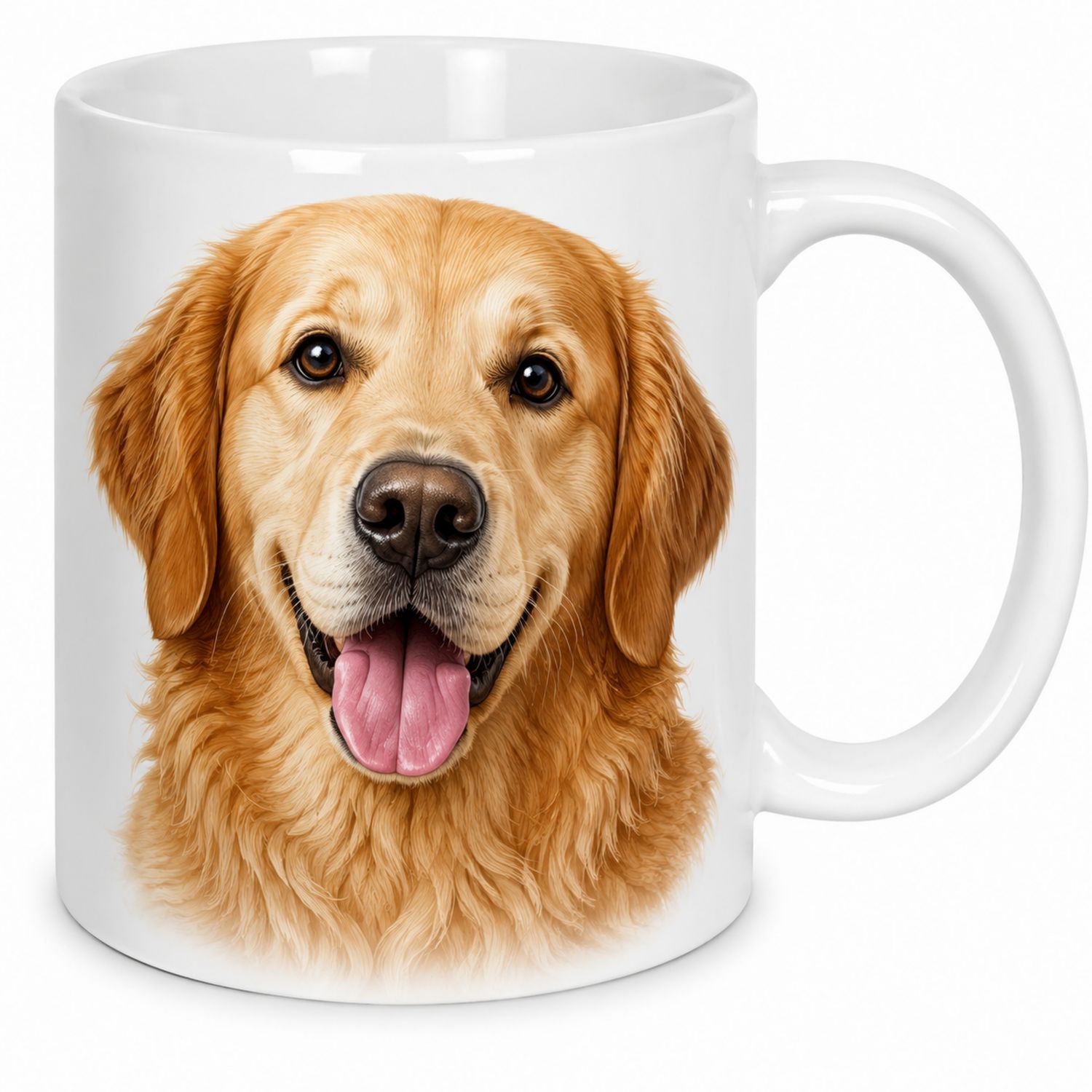 Tazza Bianca con Stampa Cane Dorato, 350ml