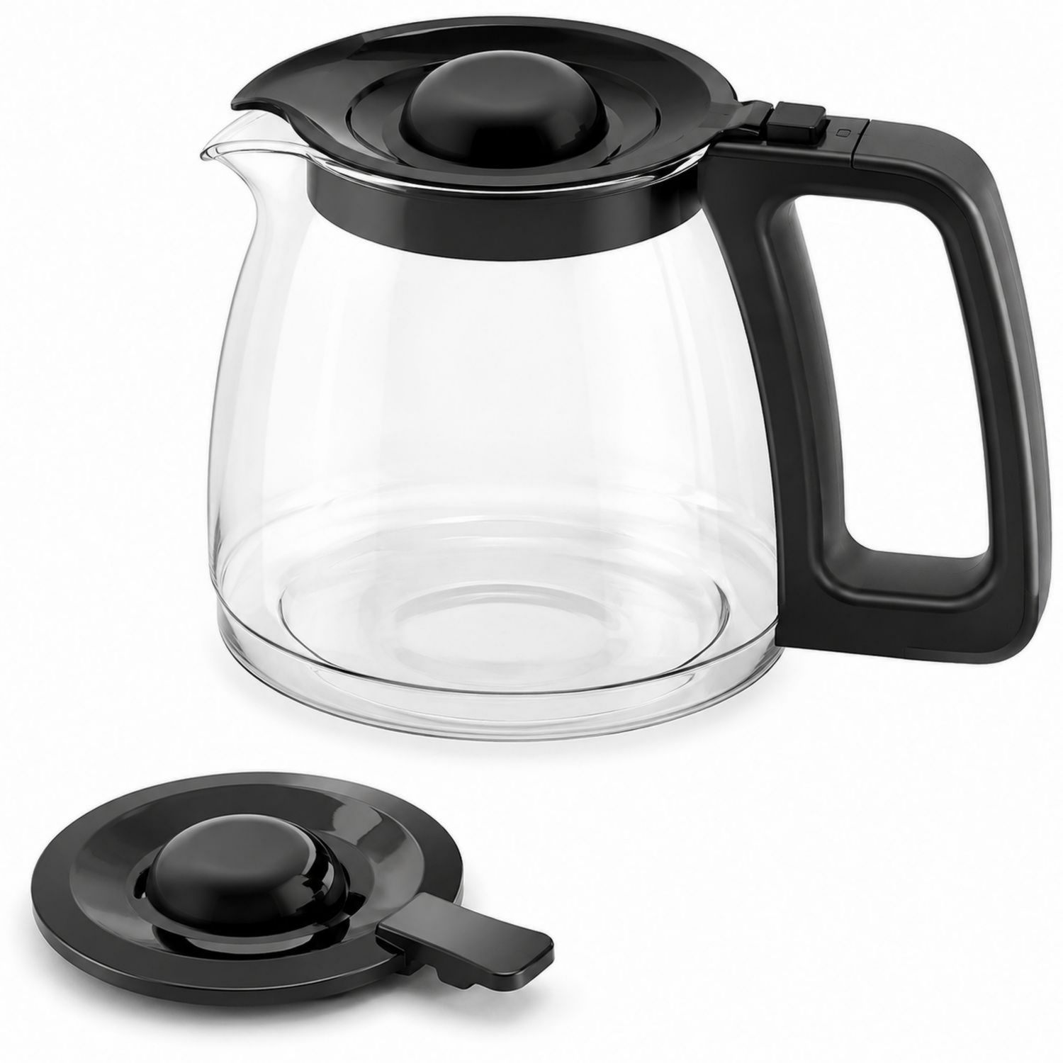 Caraffa in Vetro Trasparente e Nero 800ml con Coperchio Rimovibile