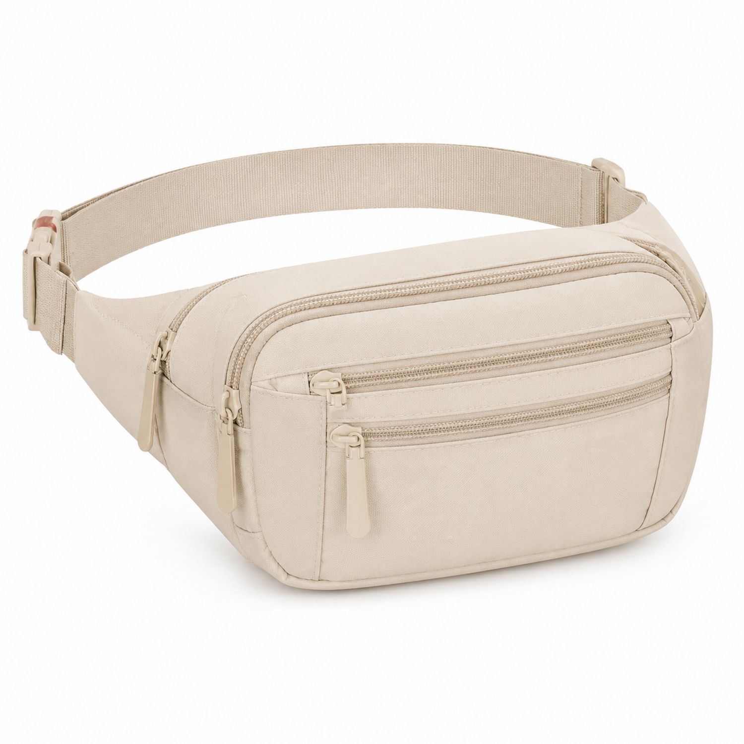 Marsupio Beige con Tasche Multiple e Chiusura a Zip