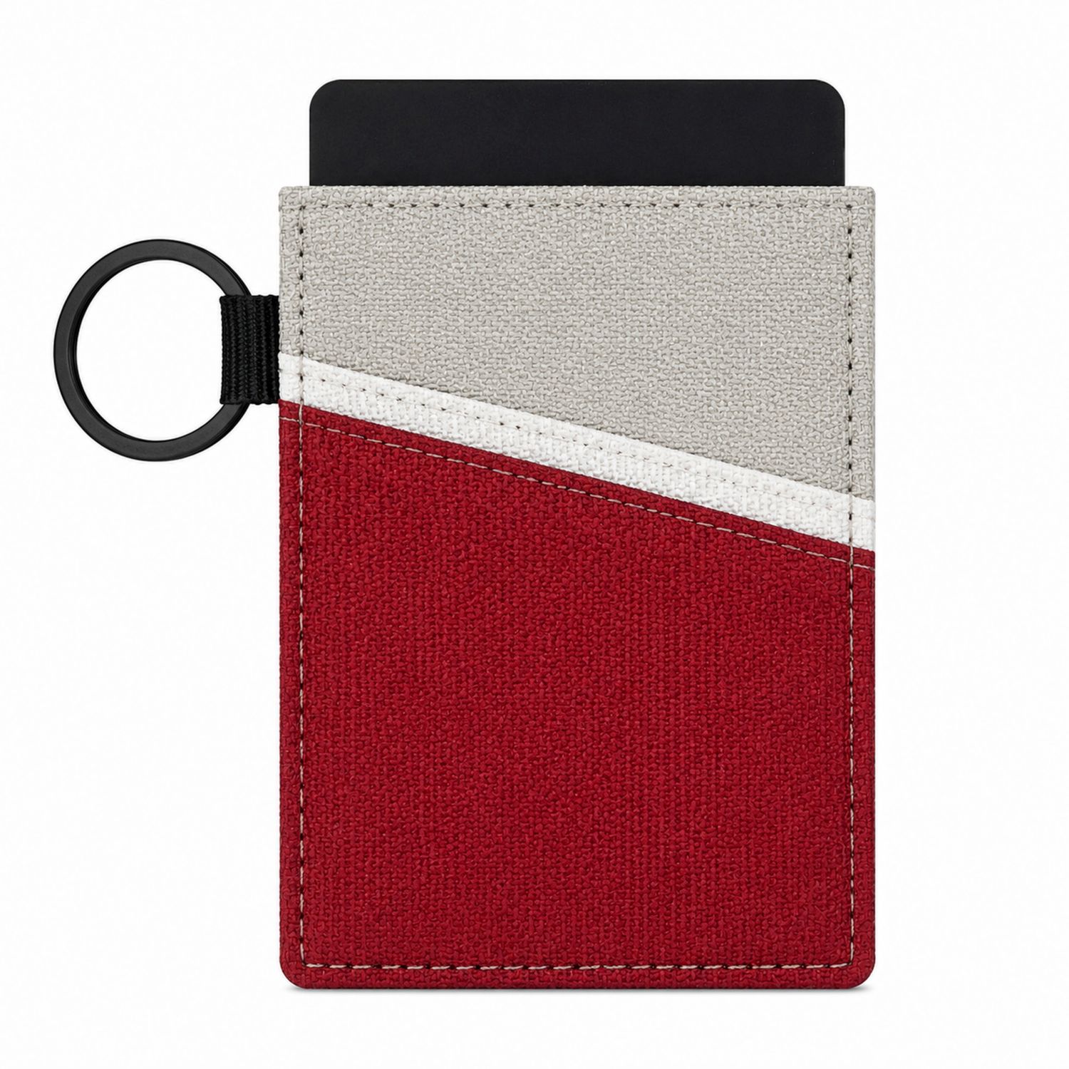 Portacarte Bicolore Rosso e Grigio con Anello