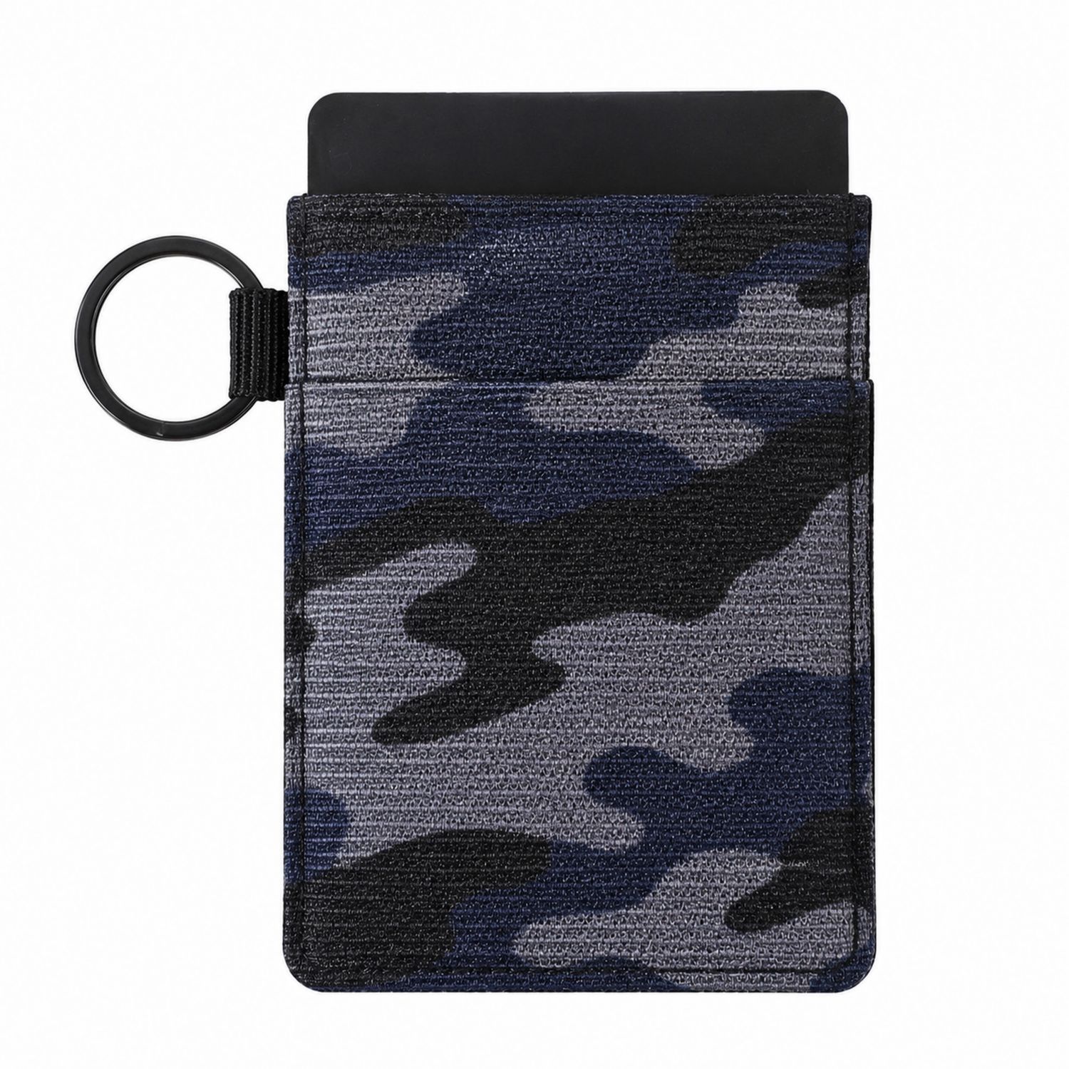 Porta Carte Mimetico con Anello Blu/Nero/Grigio