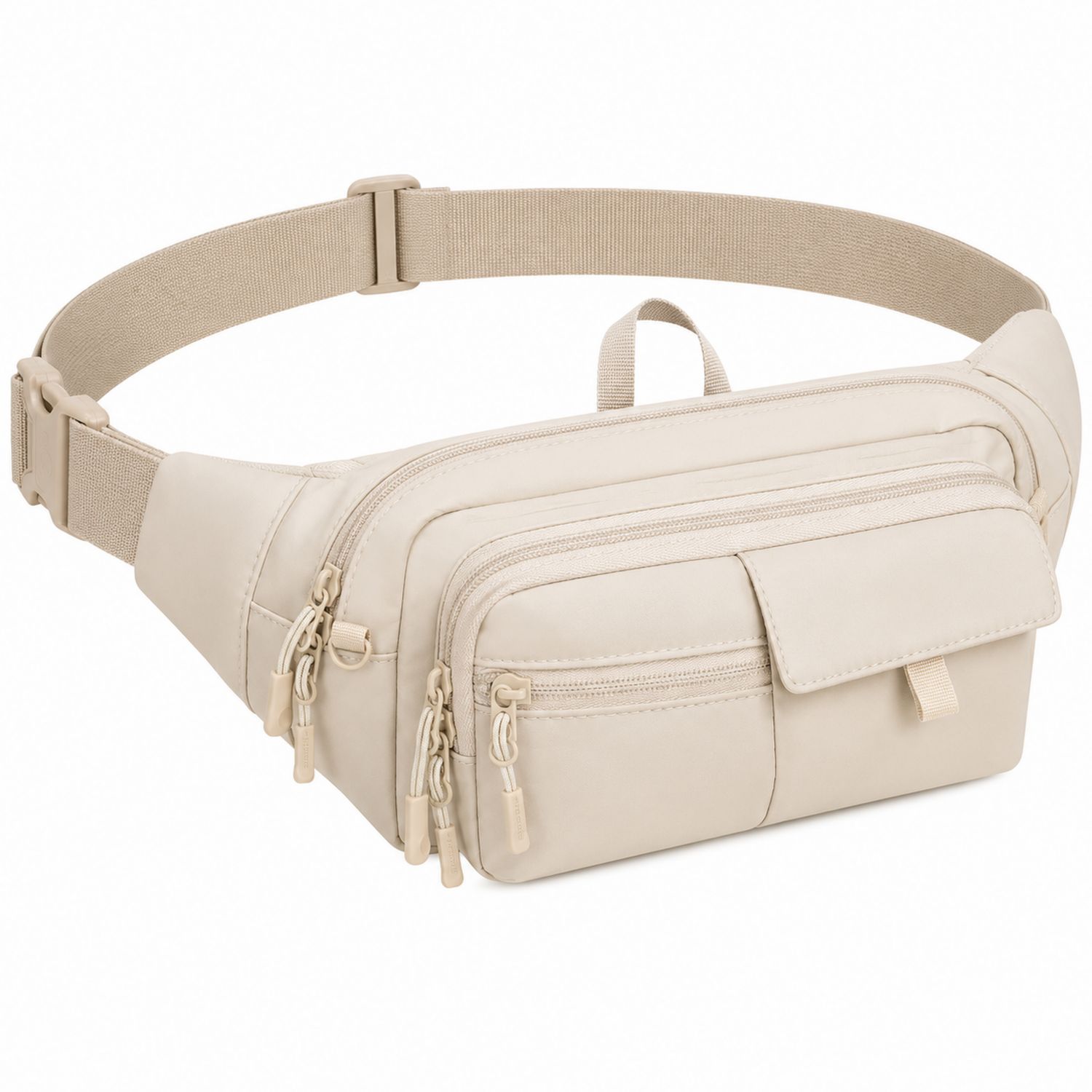 Marsupio Unisex Beige con Cerniere e Cintura Regolabile