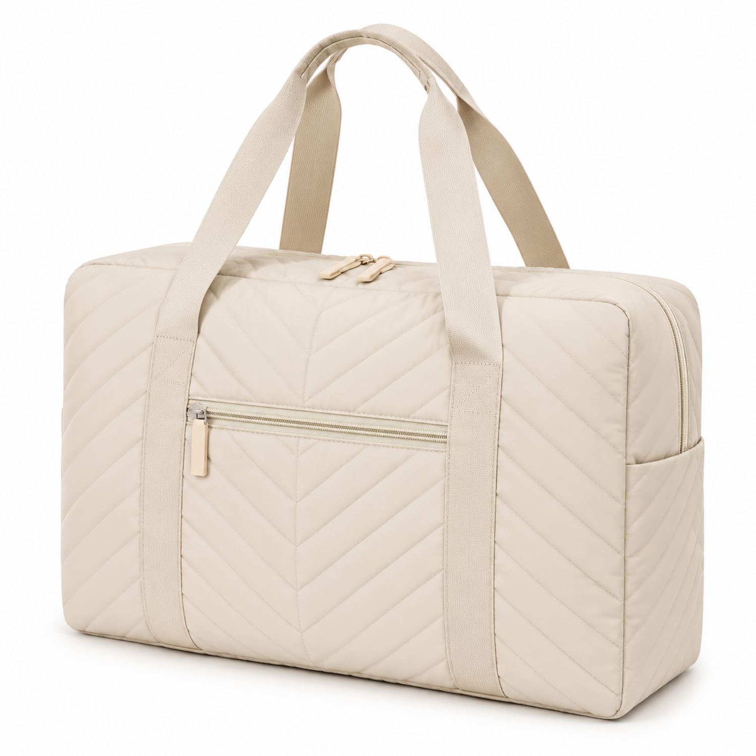 Borsa da viaggio trapuntata beige grande capacità 50x20x30cm