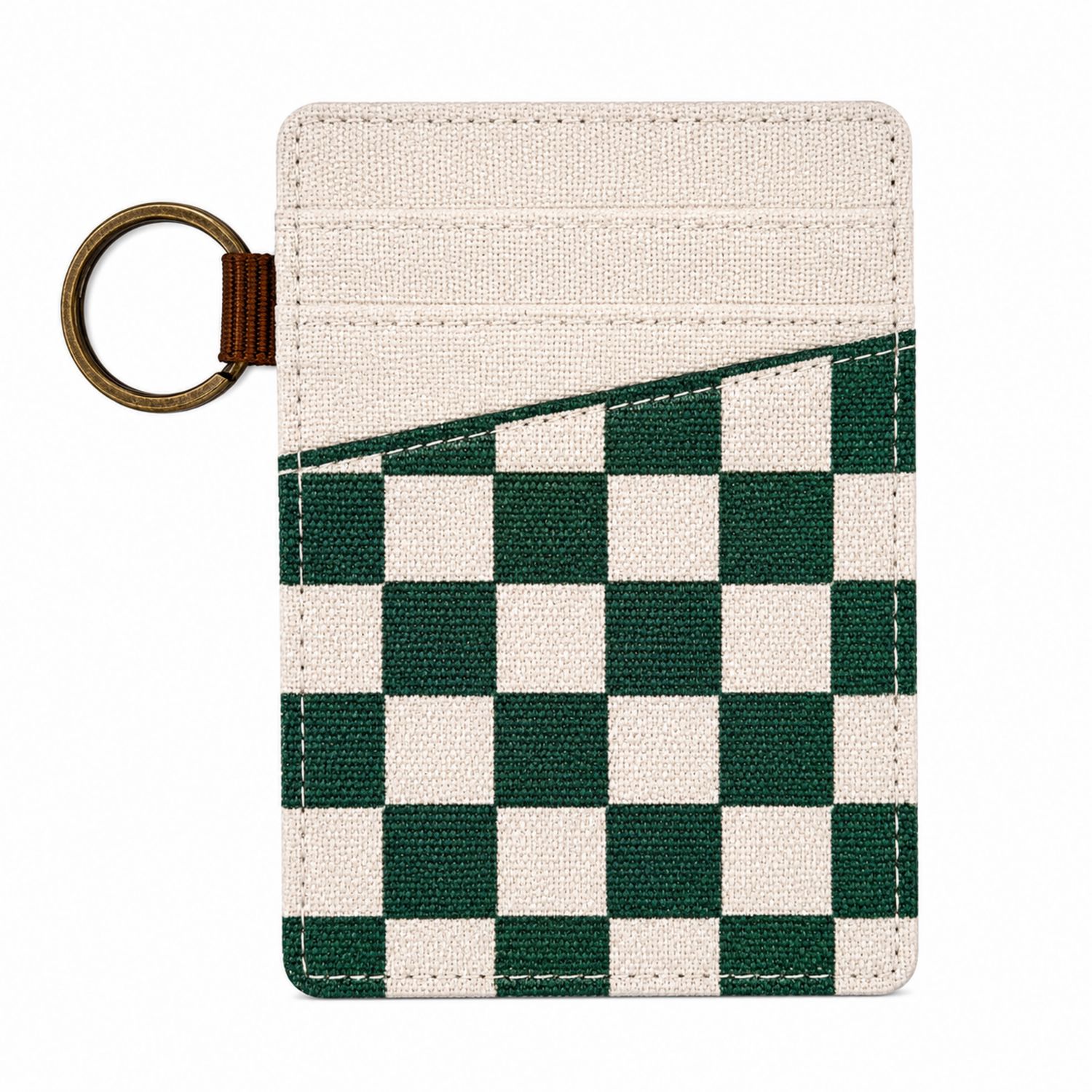 Porta Carte con Anello a Scacchi Verde e Bianco